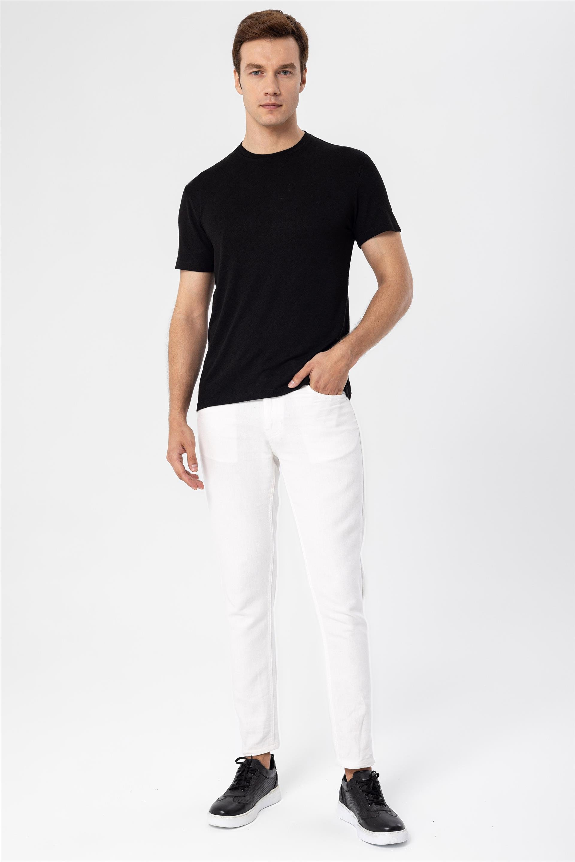 Siyah Regular Düz O Yaka  Tişört