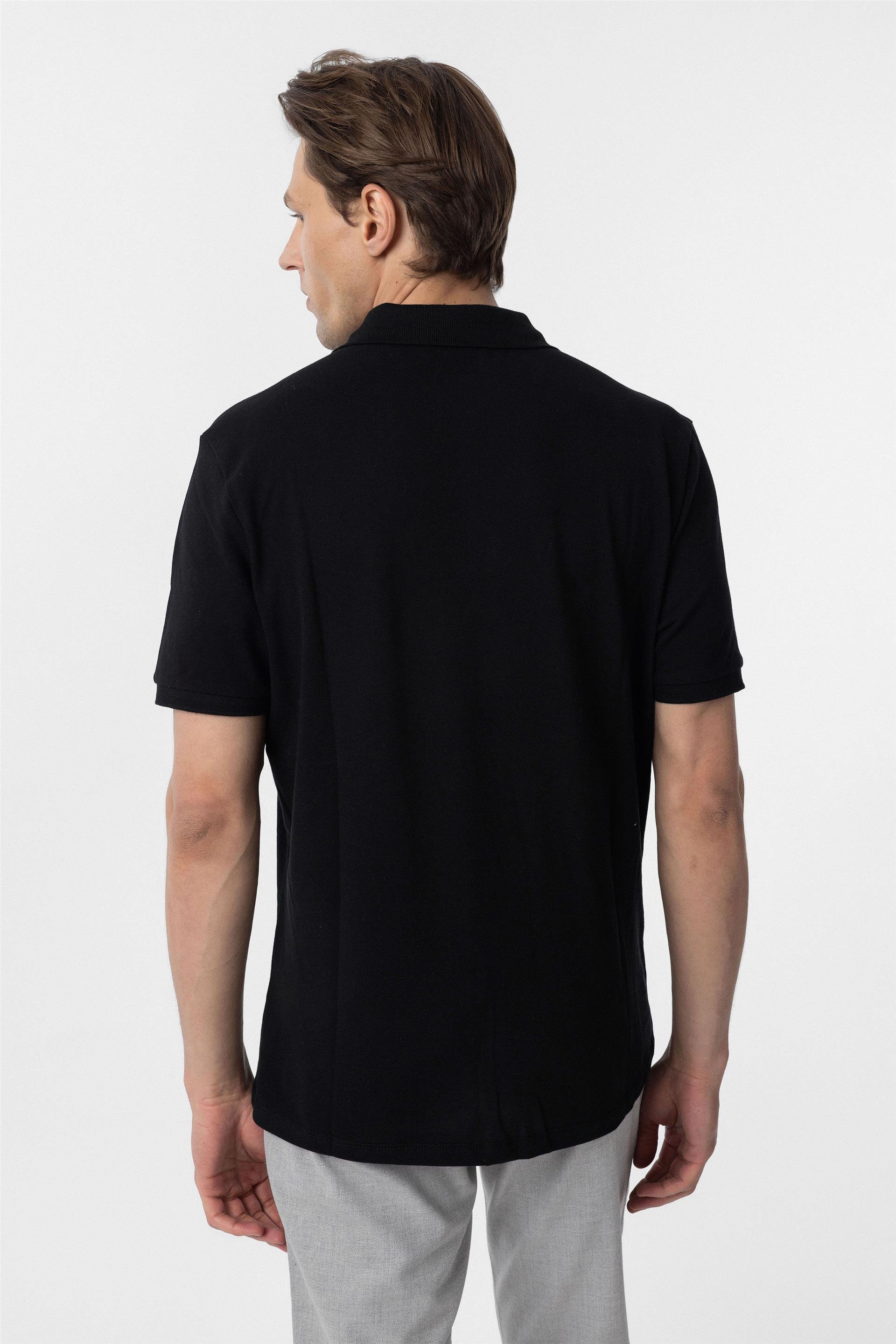 Siyah Regular Düz Polo Yaka Tişört