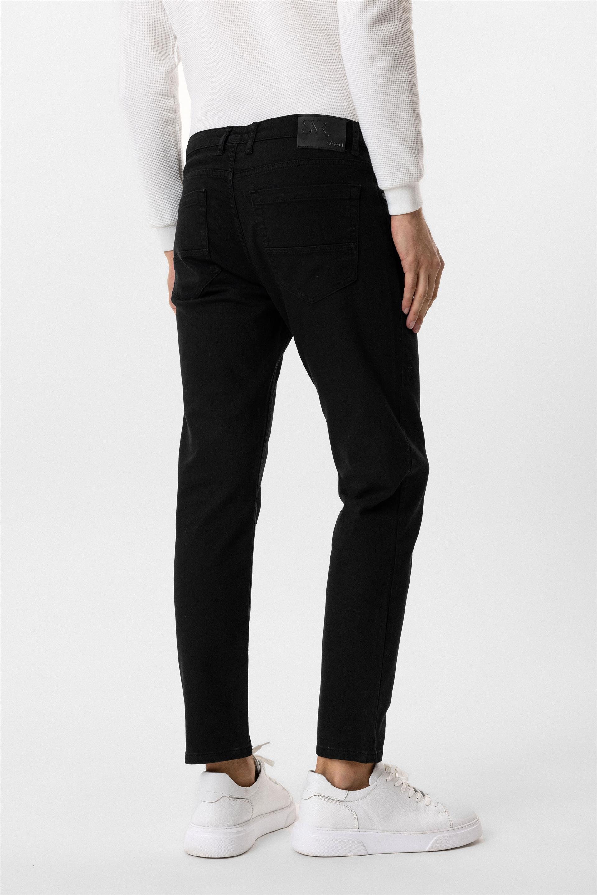 Siyah Slim 5 Cep Kalıp Düz Pantolon