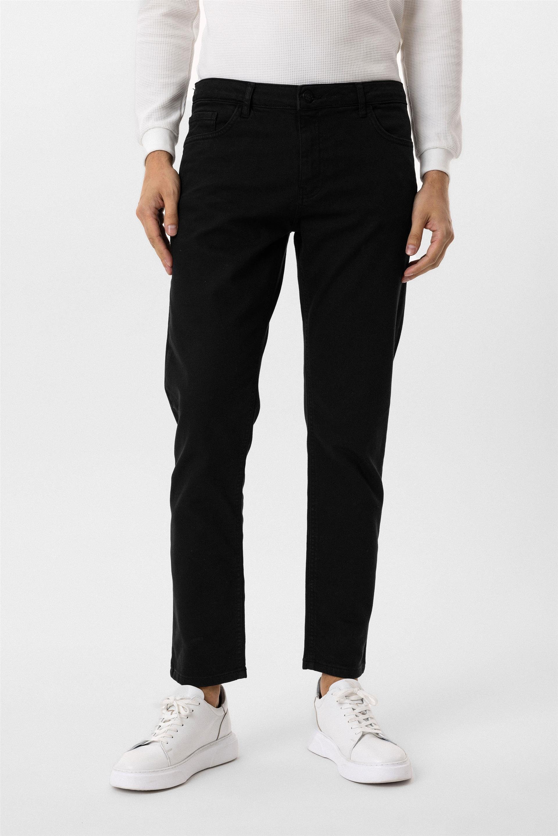 Siyah Slim 5 Cep Kalıp Düz Pantolon