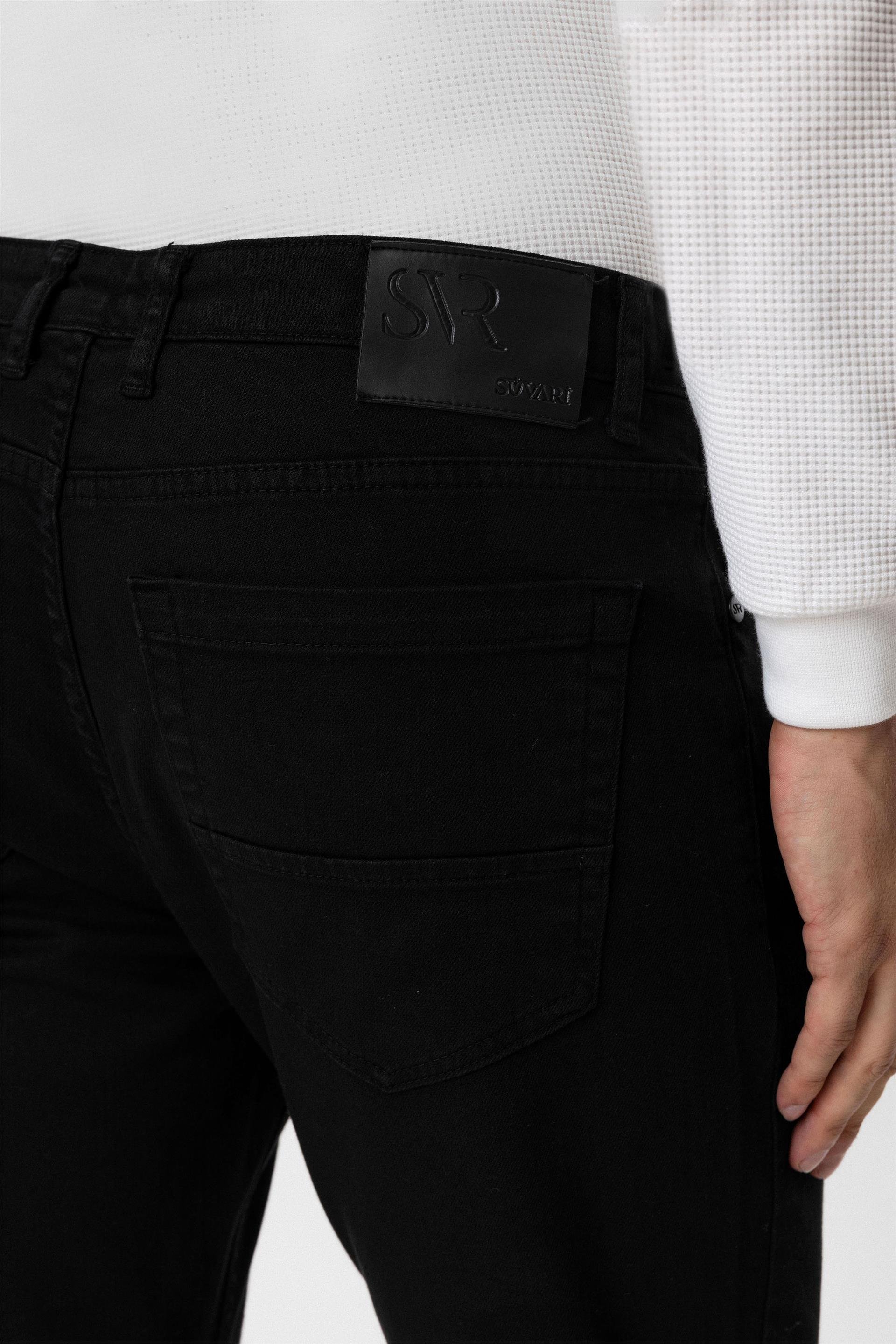 Siyah Slim 5 Cep Kalıp Düz Pantolon