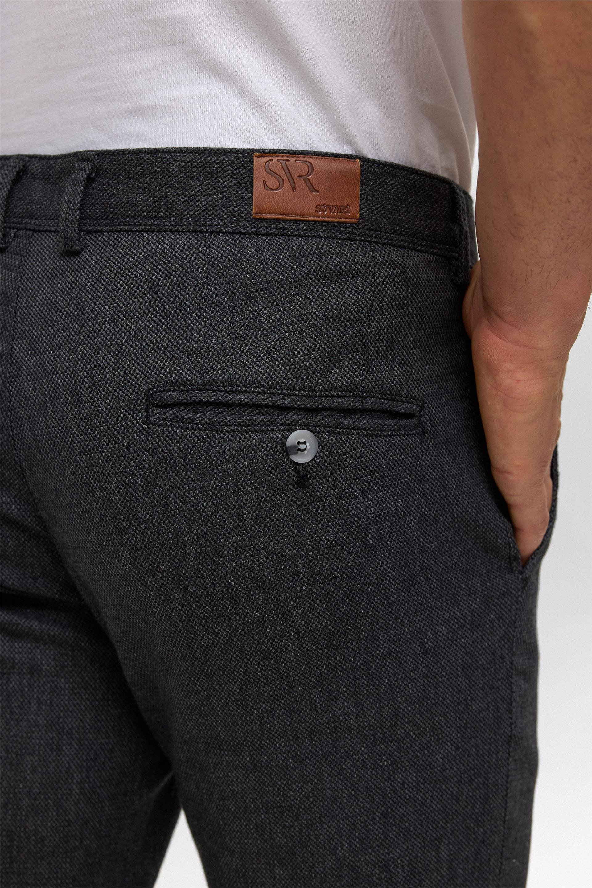 Siyah Slim Armürlü Pantolon