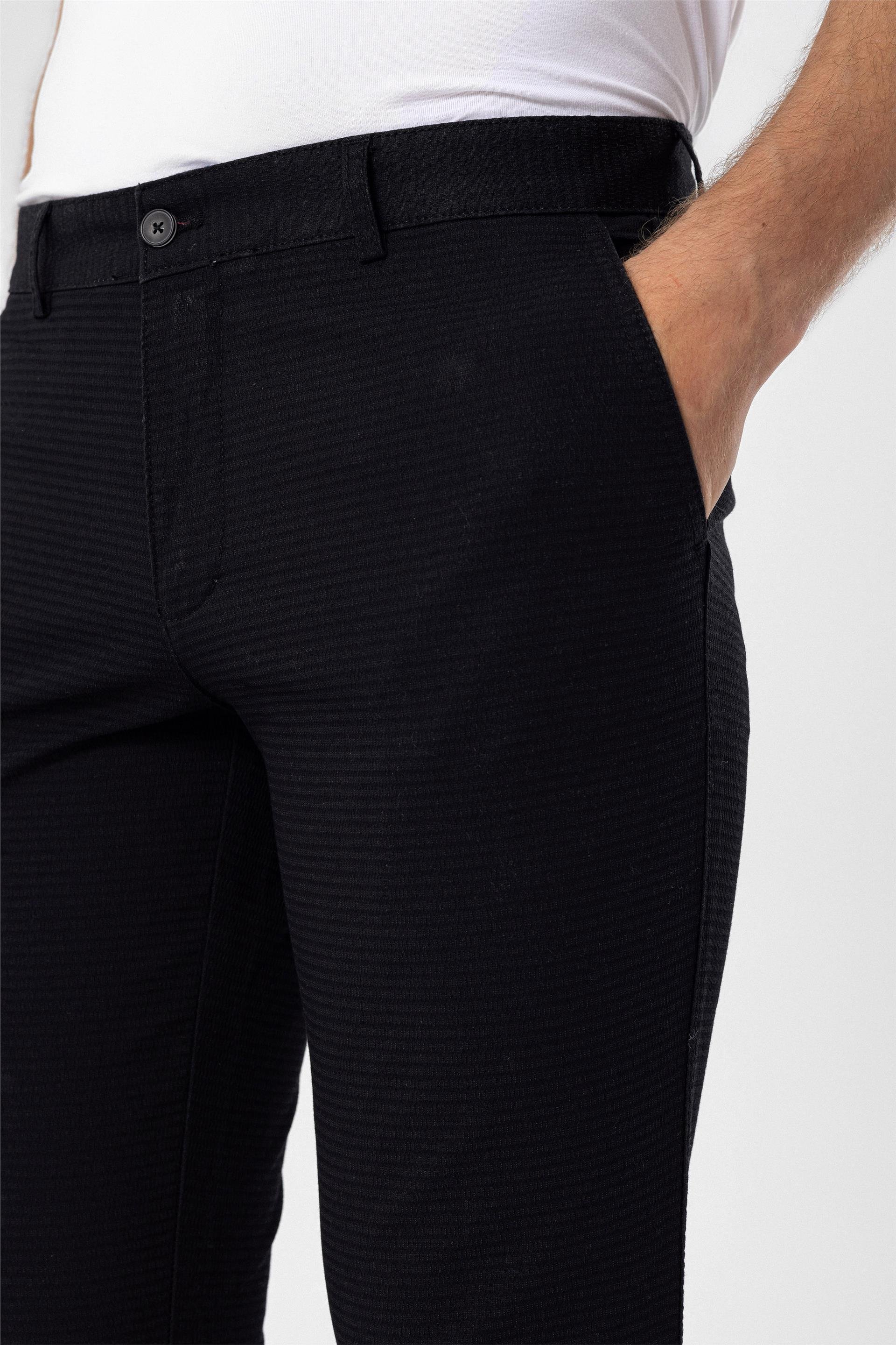 Siyah Slim Armürlü   Pantolon