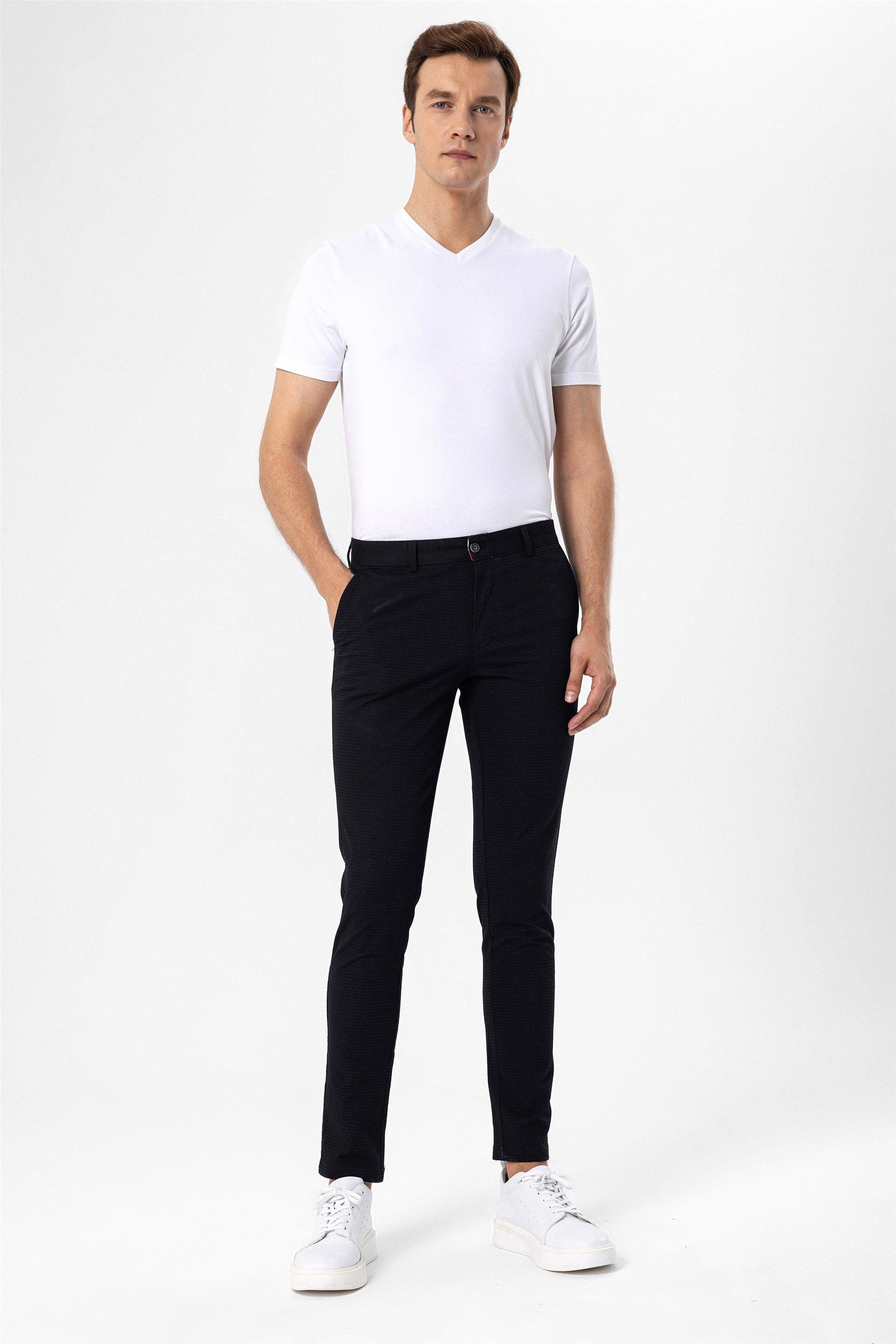 Siyah Slim Armürlü   Pantolon