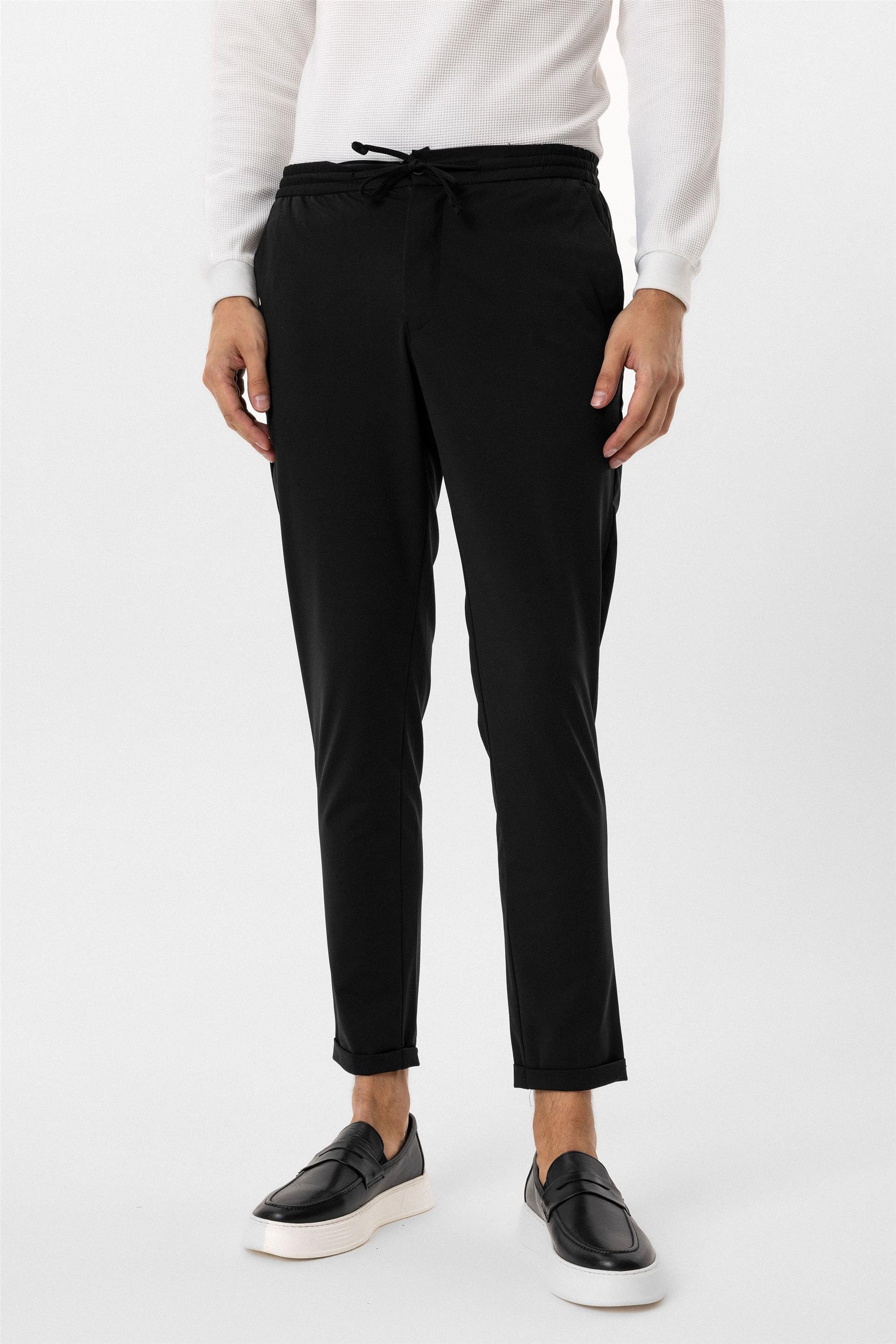 Siyah Slim Düz Jogger Pantolon