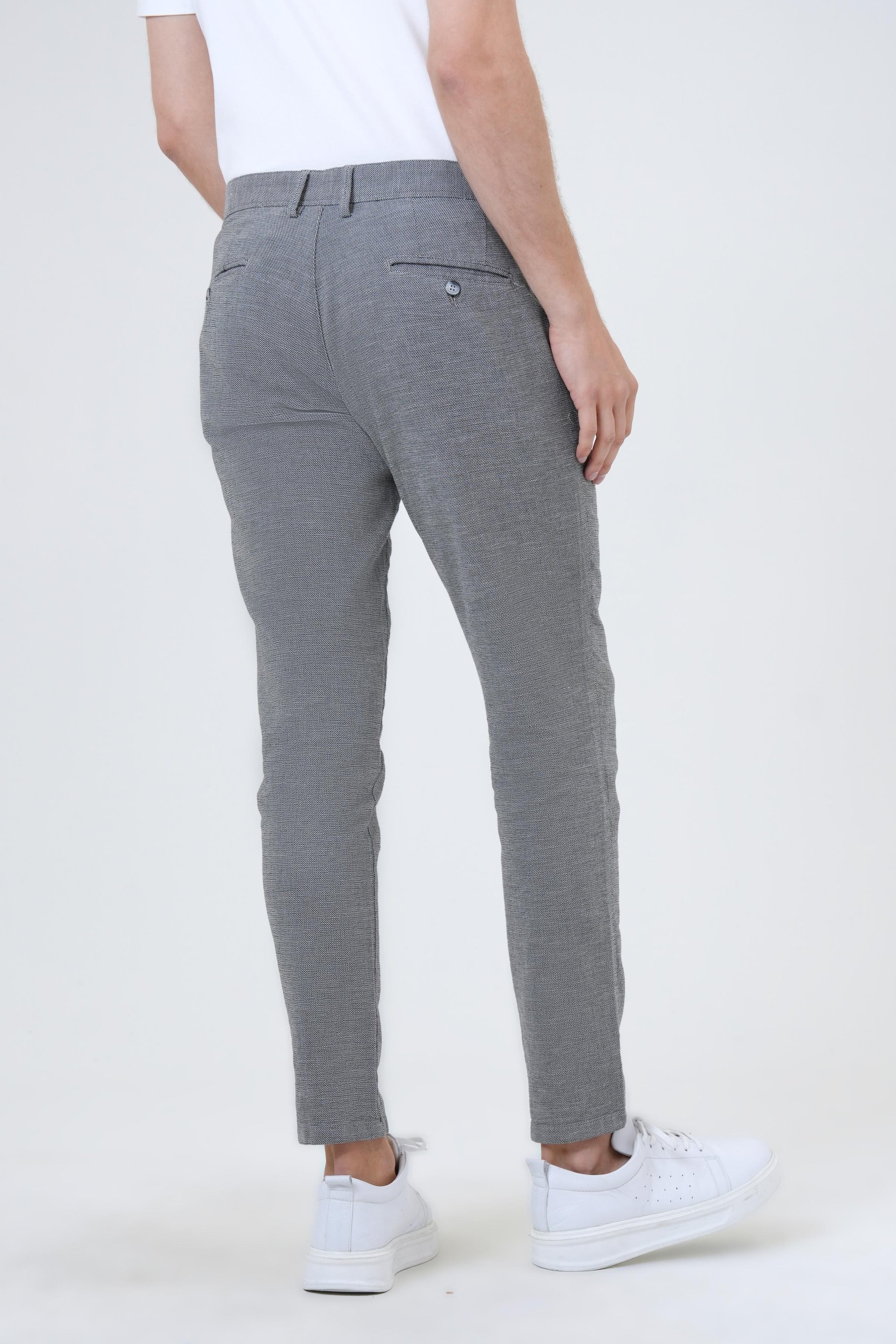 Siyah Slim Fit Armürlü Kanvas Pantolon