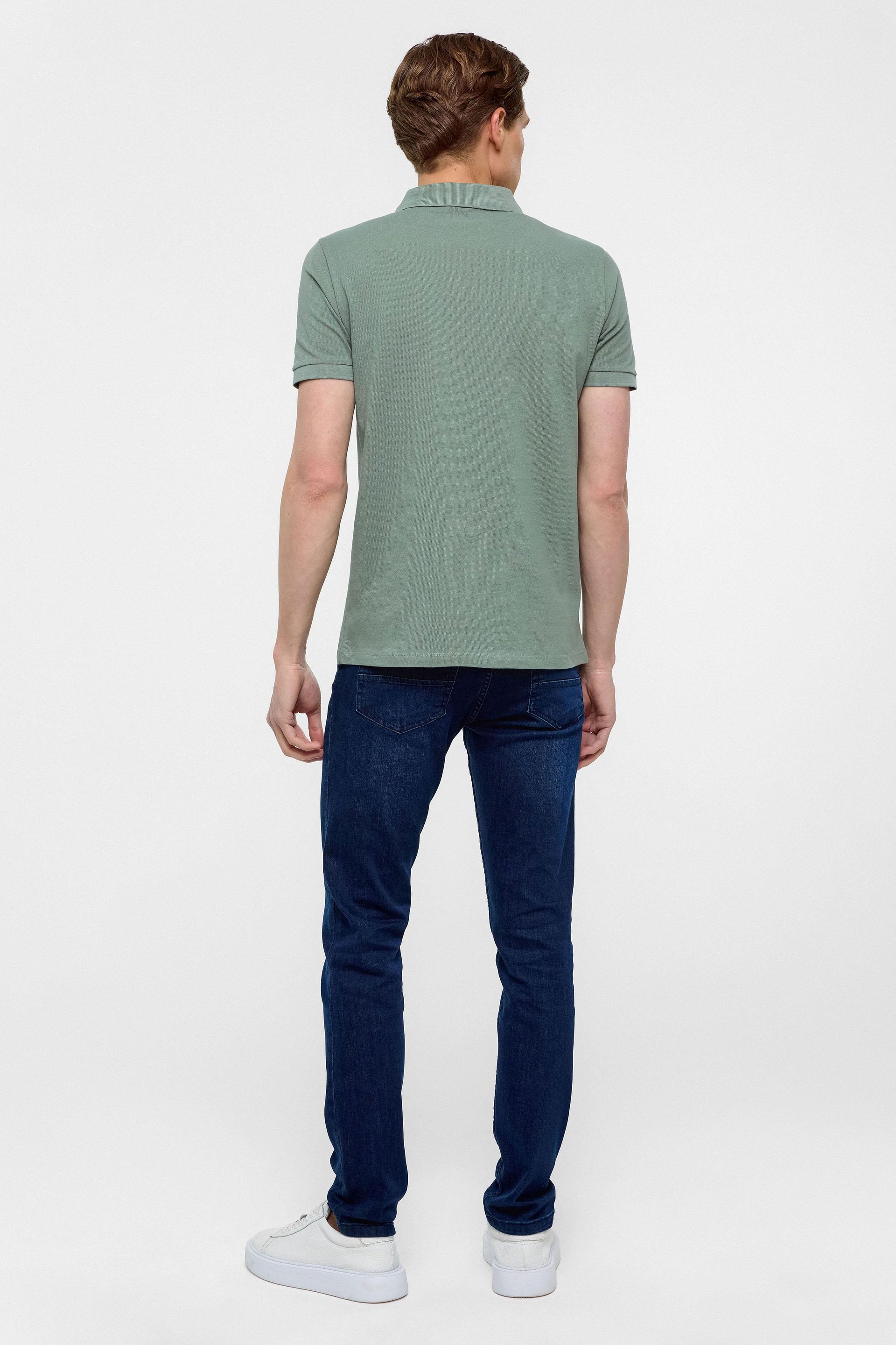 Su Yeşili Slim Düz Polo Yaka Tişört