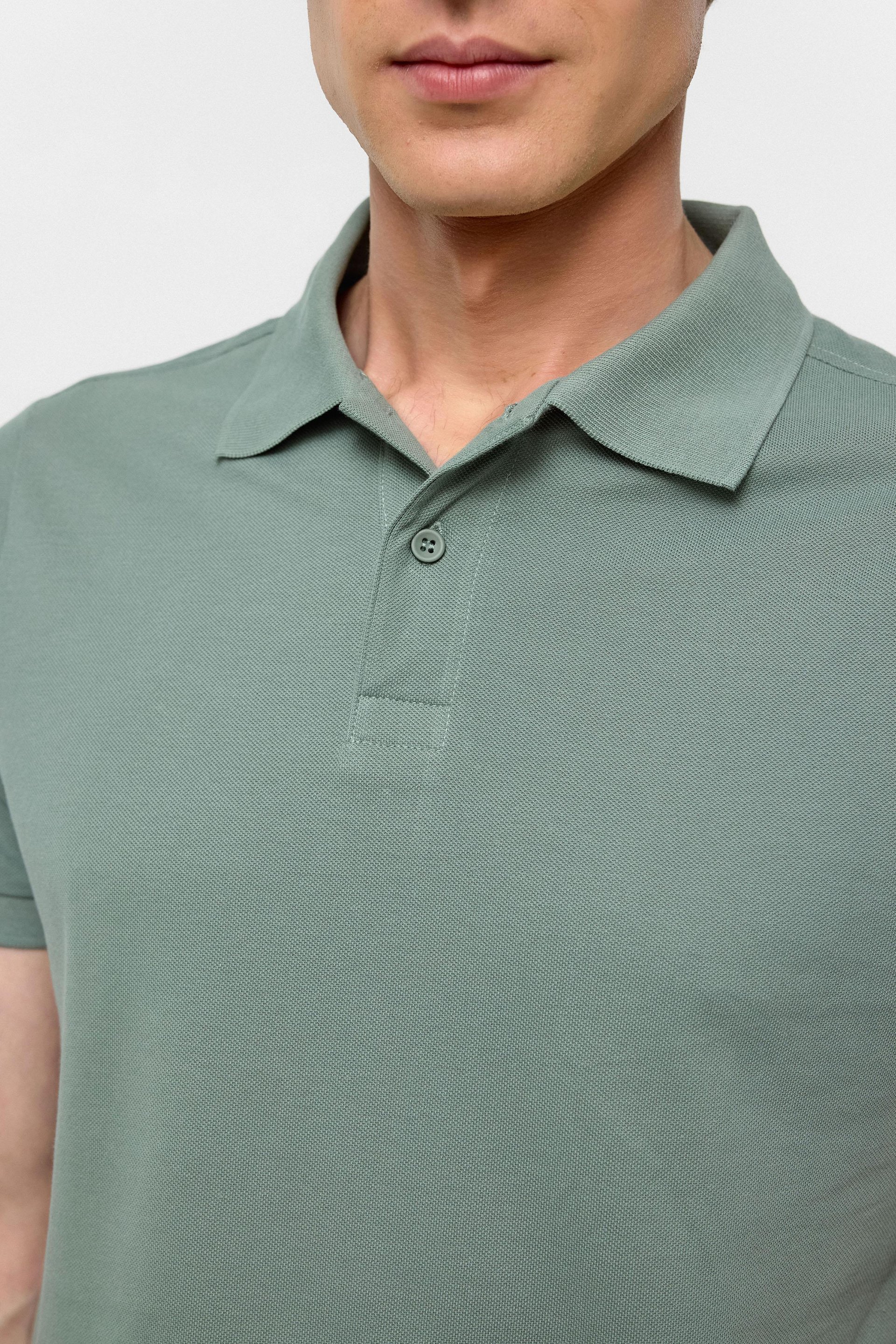 Su Yeşili Slim Düz Polo Yaka Tişört