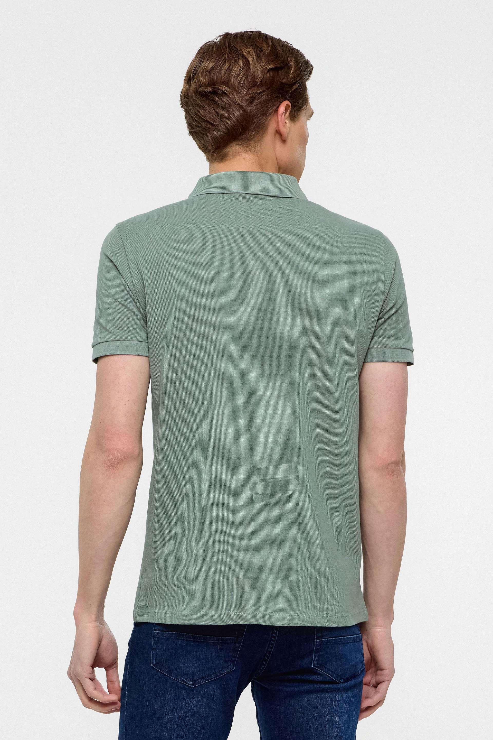 Su Yeşili Slim Düz Polo Yaka Tişört