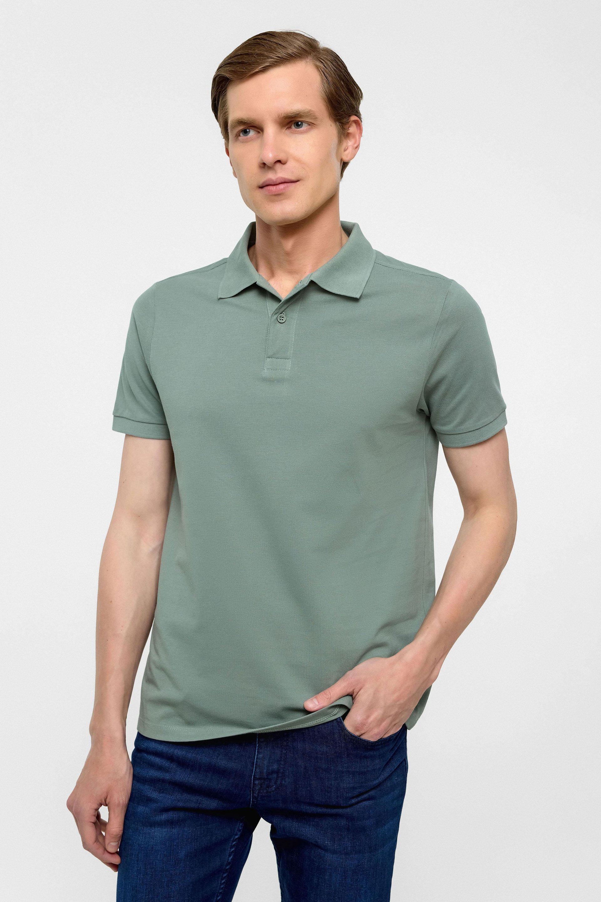 Su Yeşili Slim Düz Polo Yaka Tişört