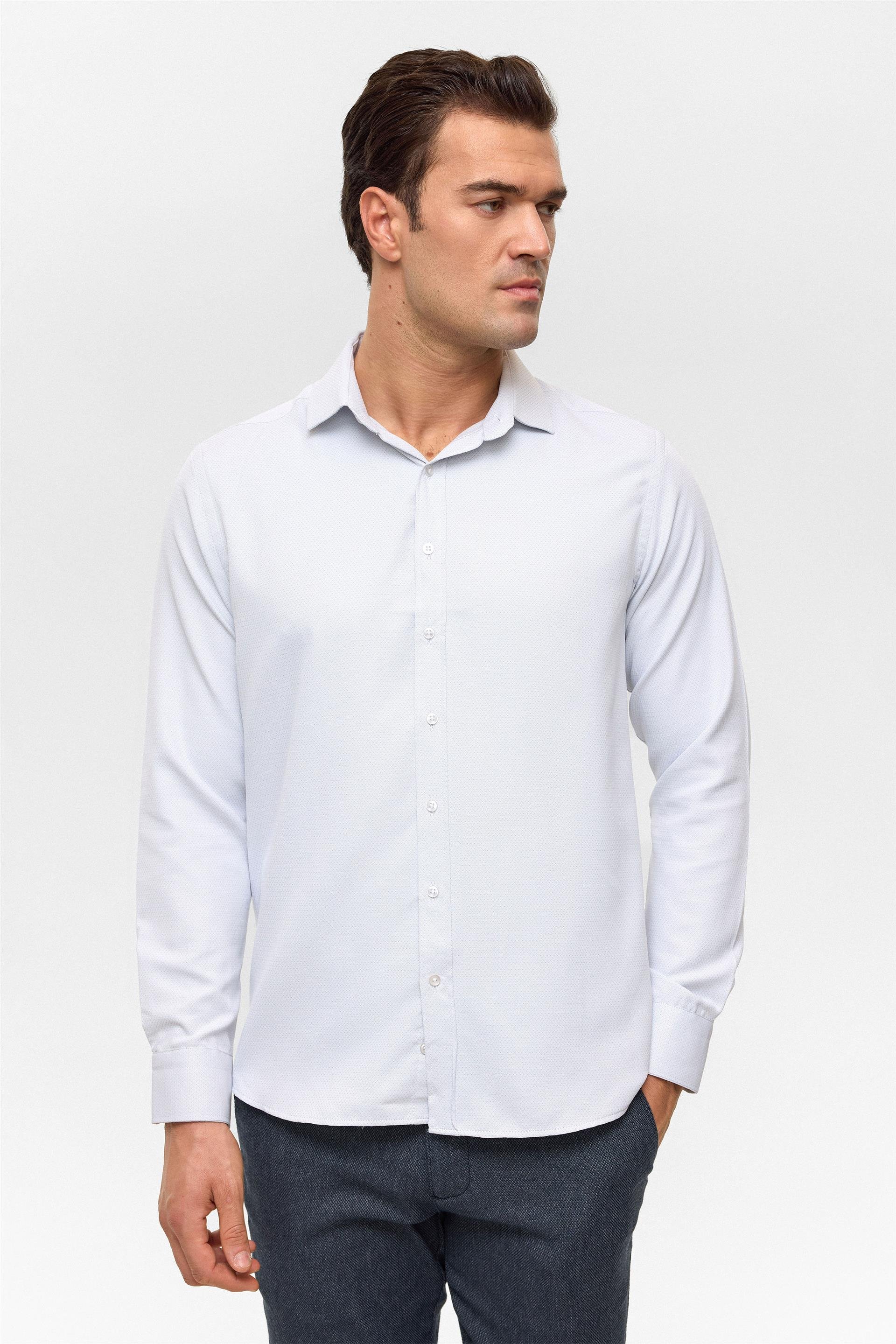 Taş Slim Armürlü Klasik Yaka Gömlek