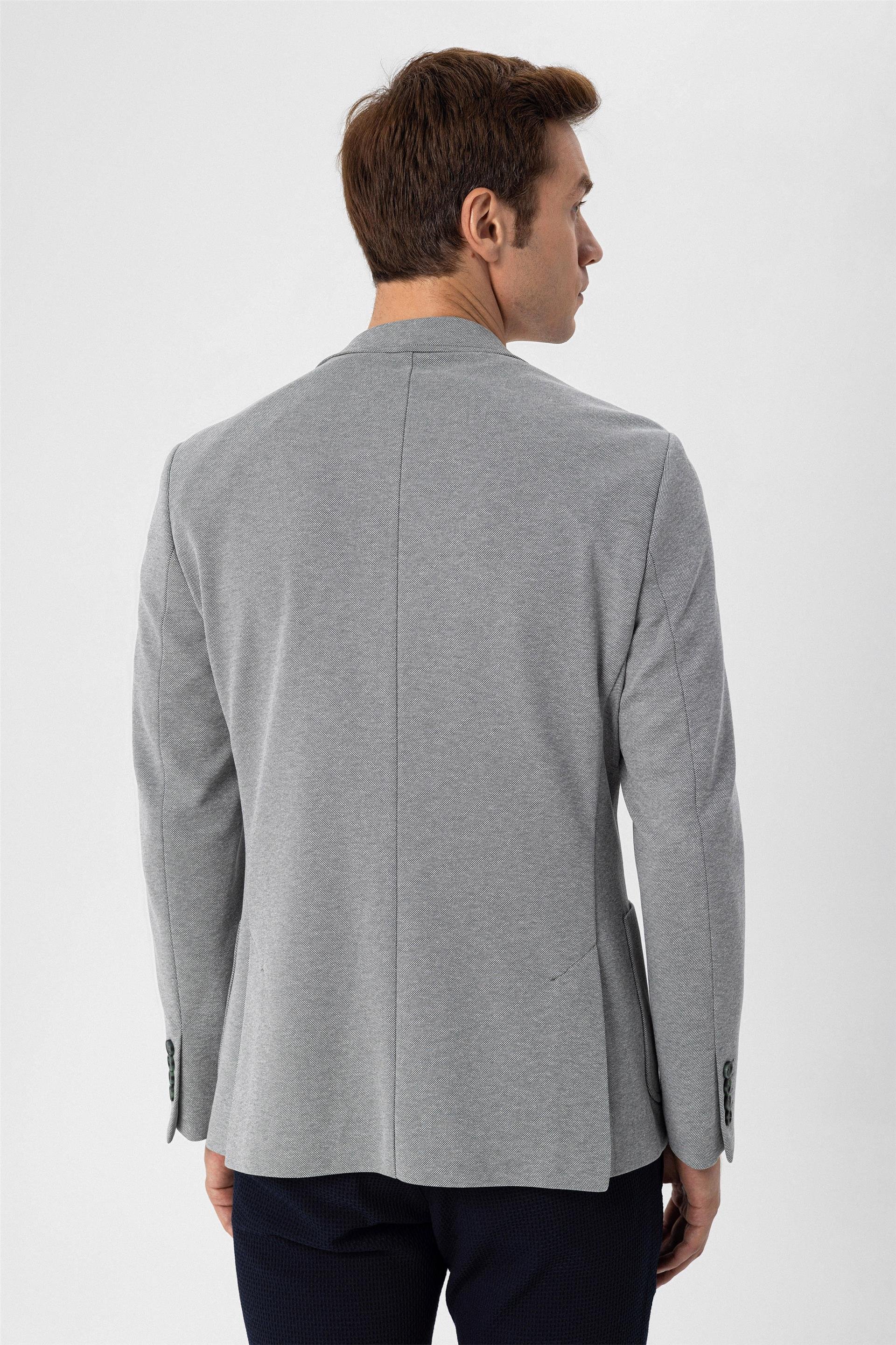 YEŞİL HAKİ 3 Slim Armürlü Sivri Yaka 6 Drop                                                       Ceket