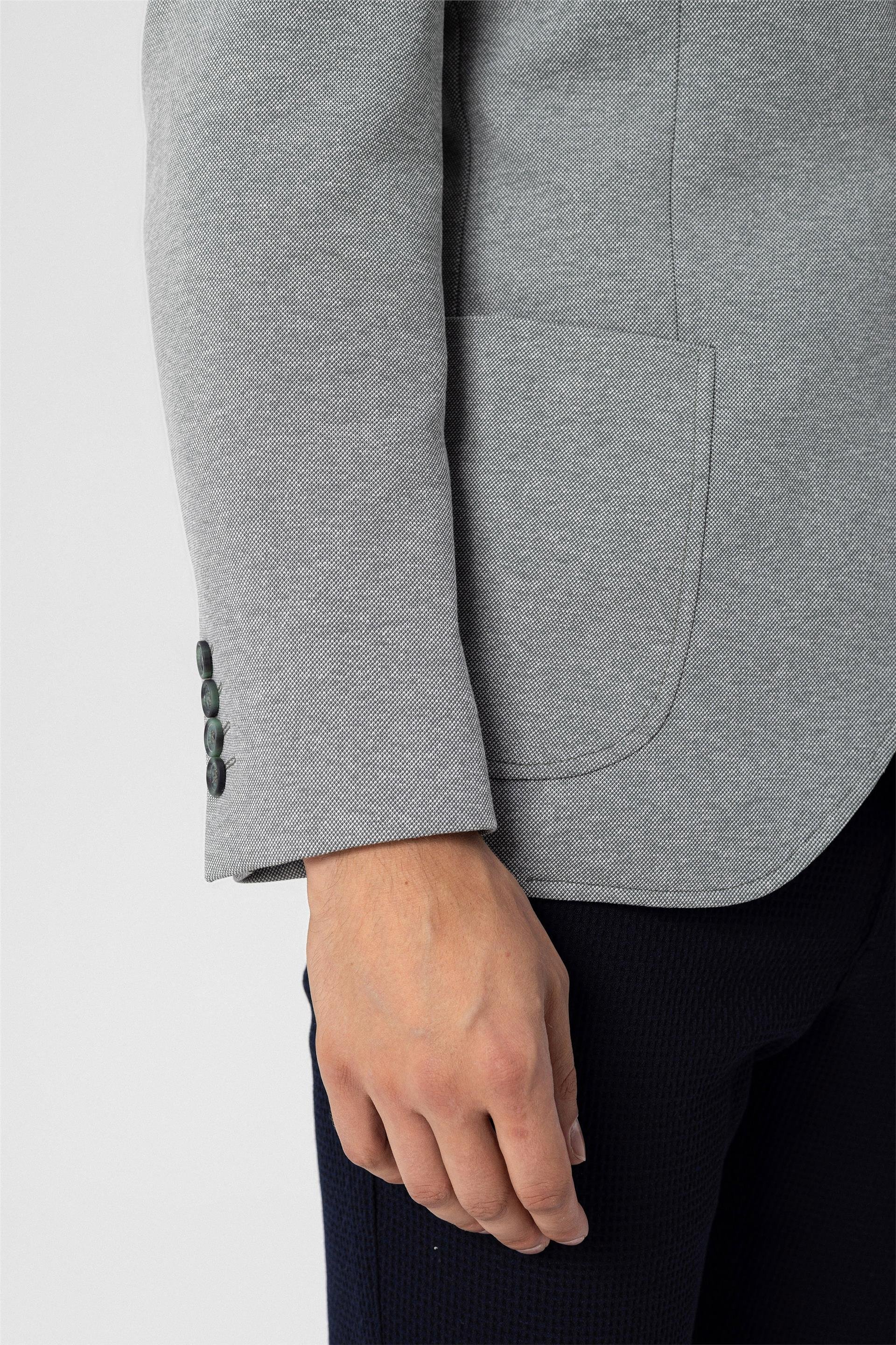 YEŞİL HAKİ 3 Slim Armürlü Sivri Yaka 6 Drop                                                       Ceket