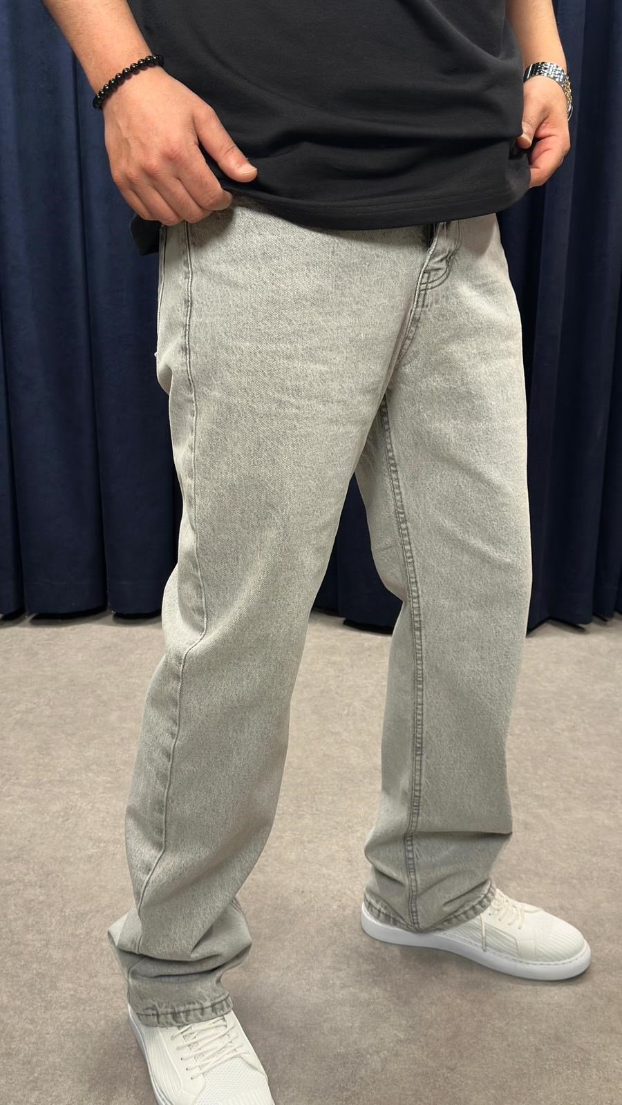 Baggy Kot Pantolon Açık Gri