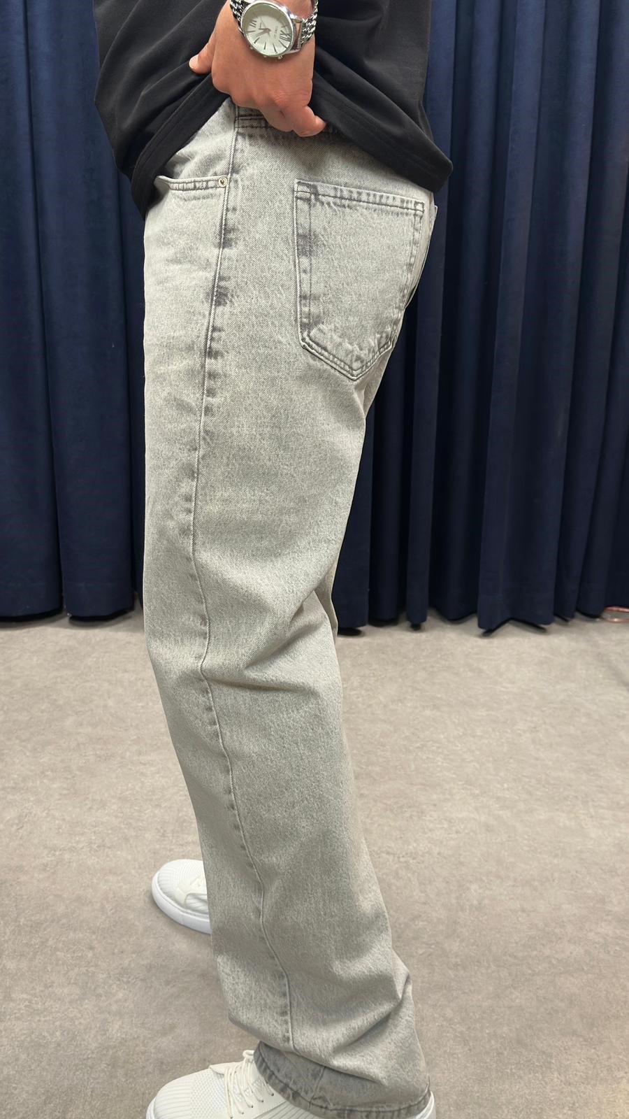 Baggy Kot Pantolon Açık Gri