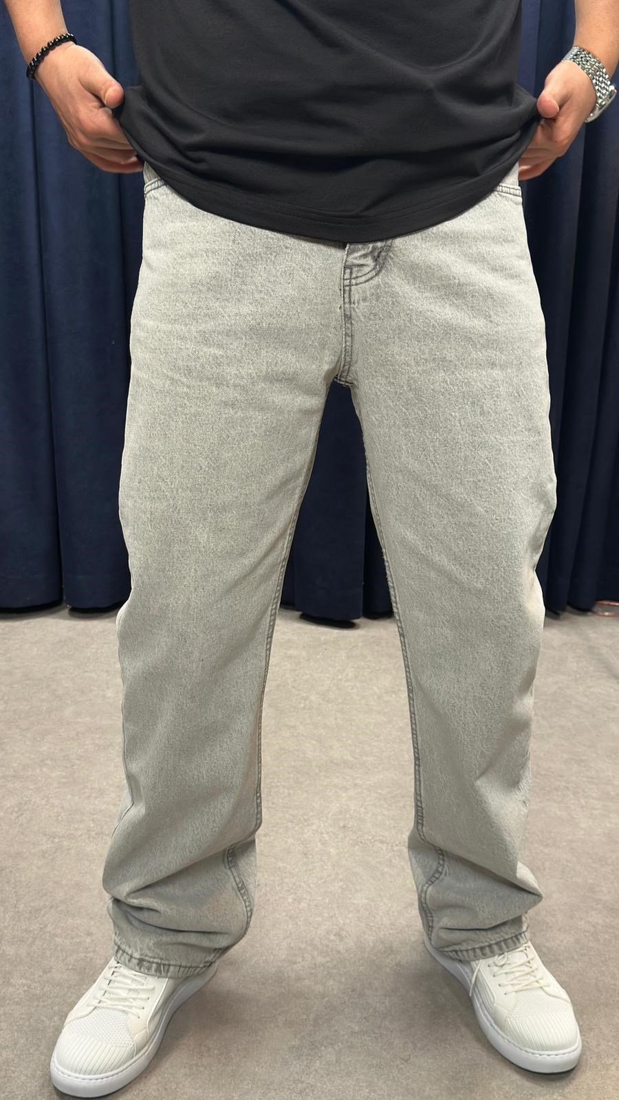 Baggy Kot Pantolon Açık Gri