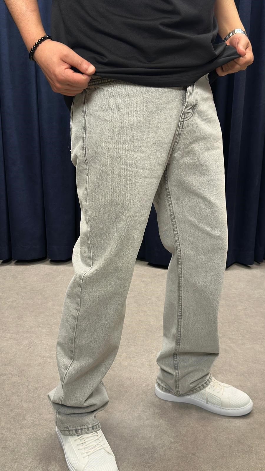 Baggy Kot Pantolon Açık Gri