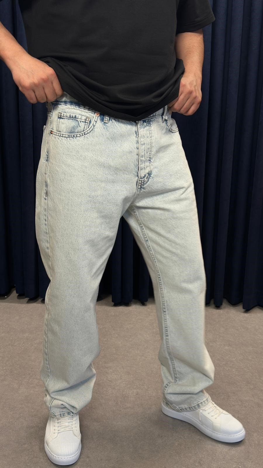 Baggy Kot Pantolon Açık Kar Yıkamalı