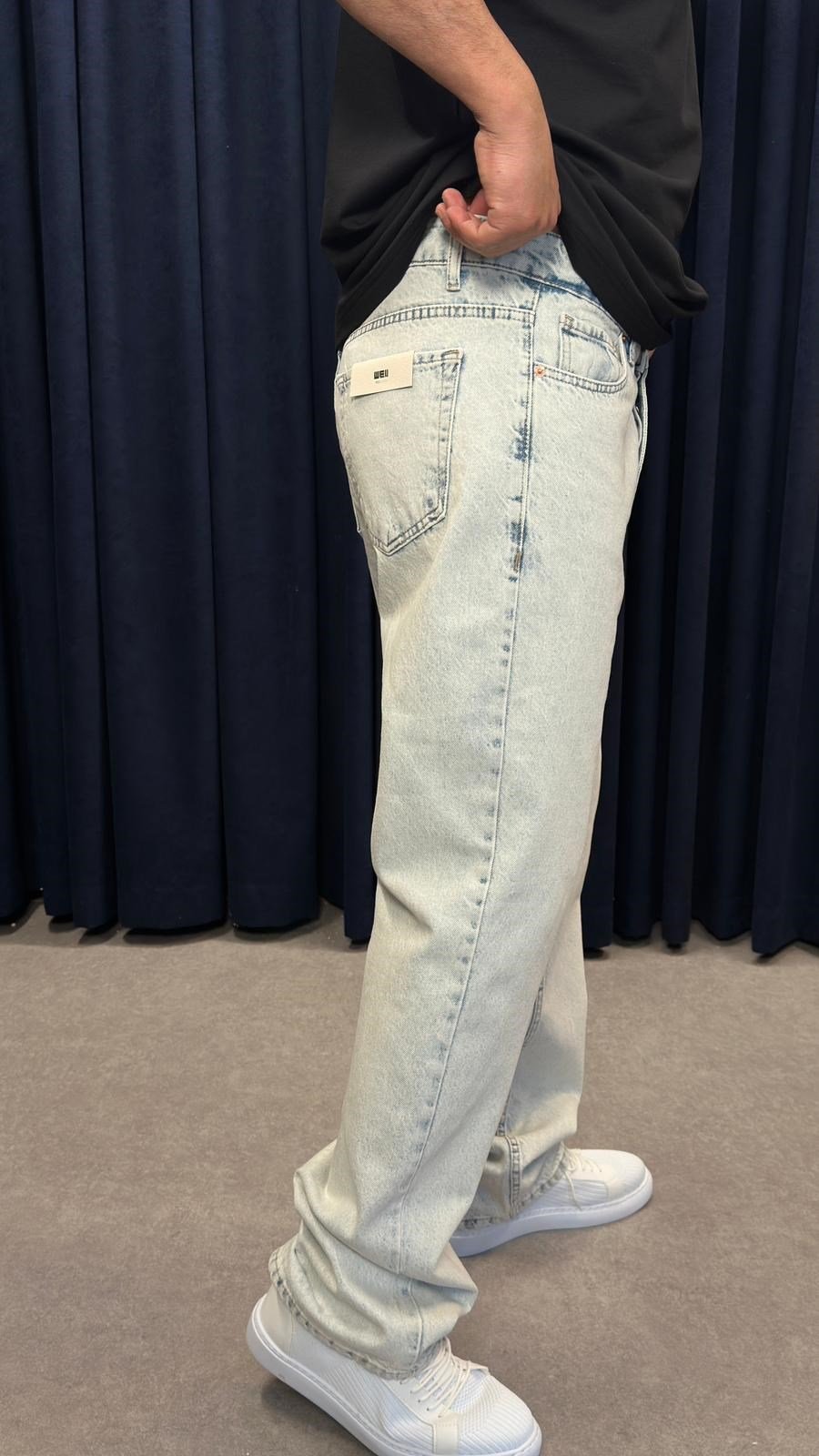 Baggy Kot Pantolon Açık Kar Yıkamalı