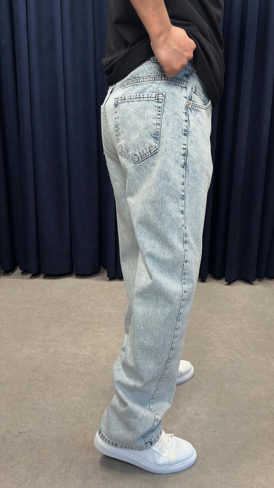 Baggy Kot Pantolon Buz Yıkamalı