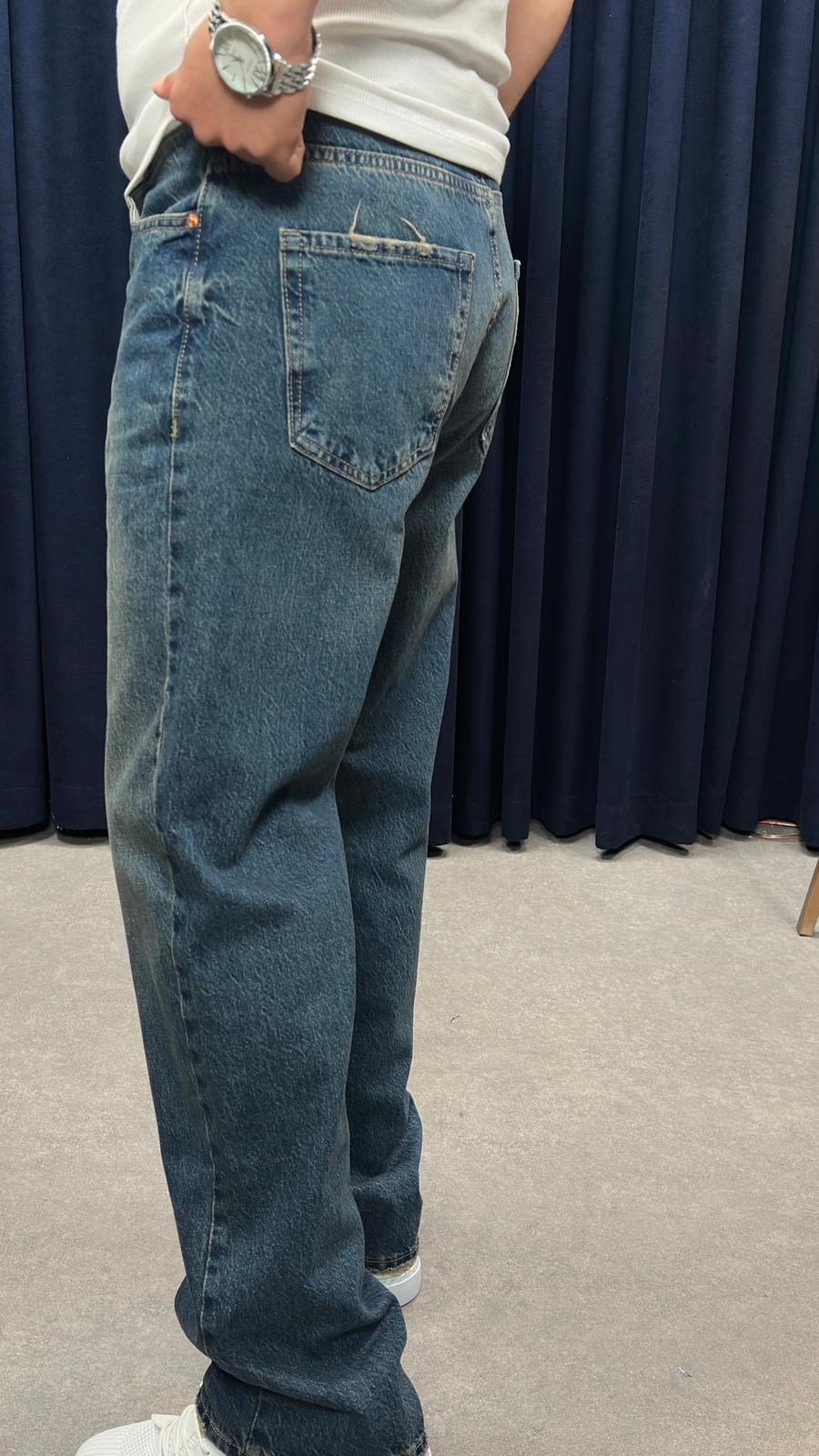 Baggy Kot Pantolon Retro Mavi