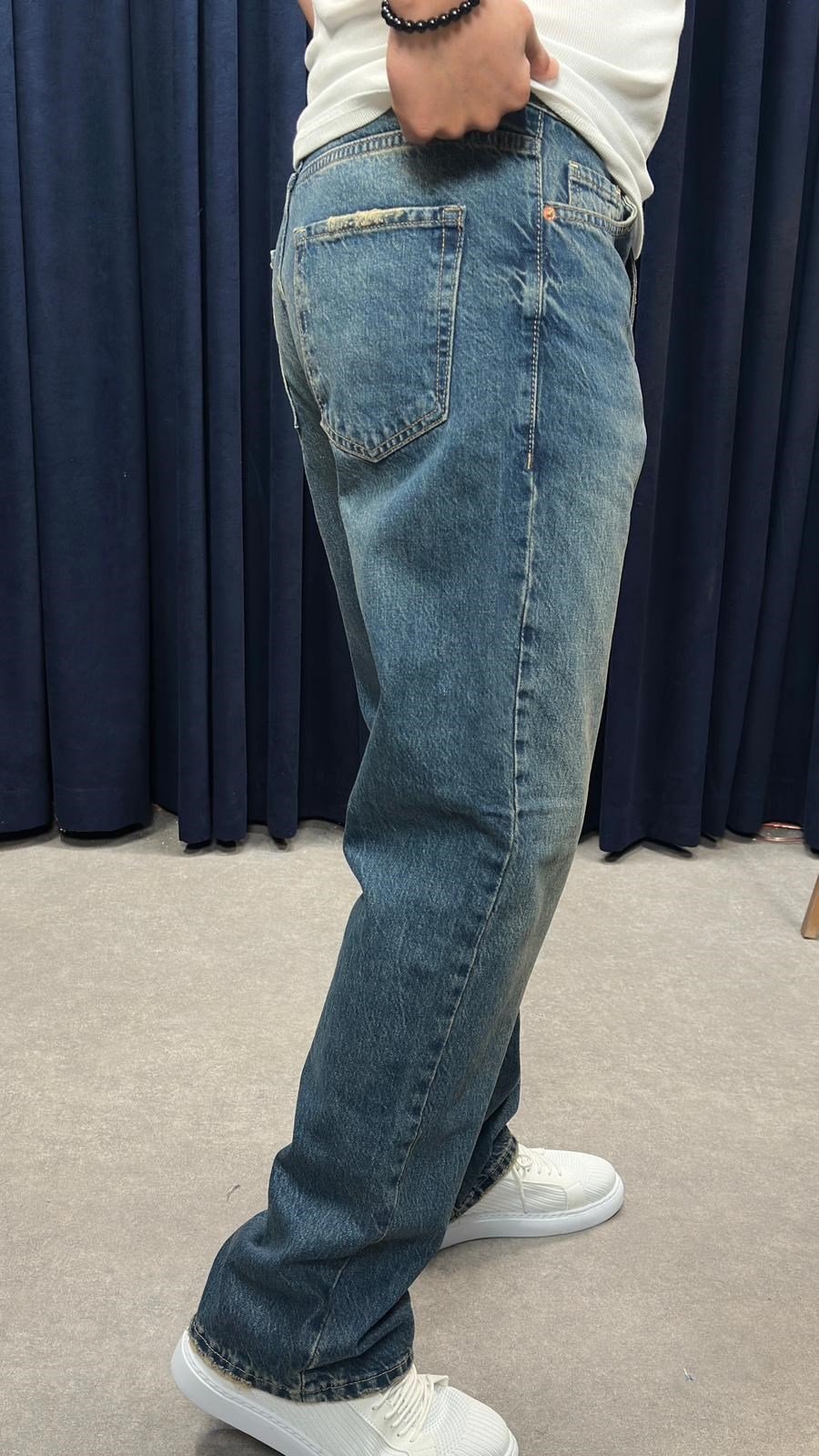 Baggy Kot Pantolon Retro Mavi