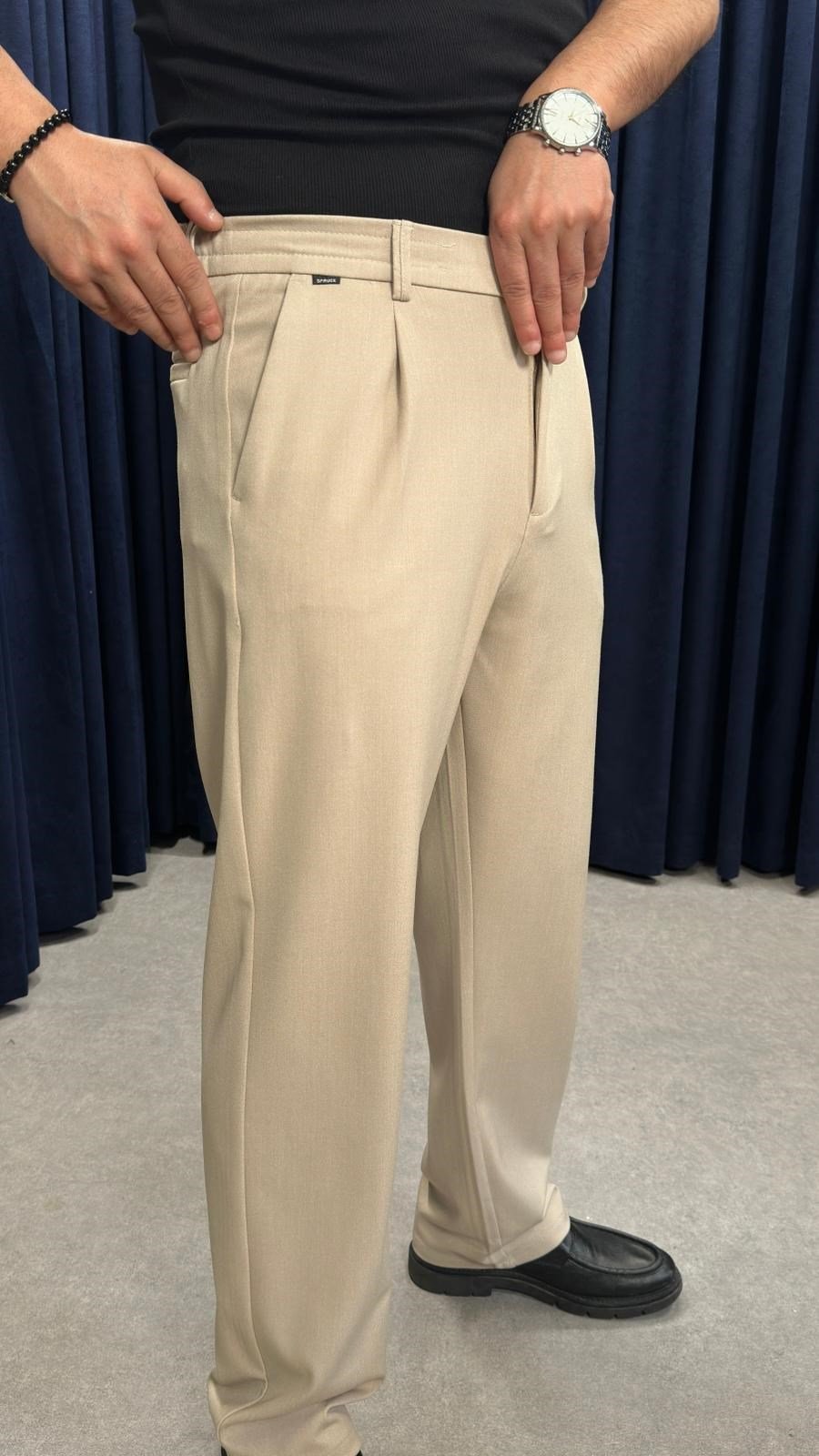 Baggy Kumaş Pantolon Bej