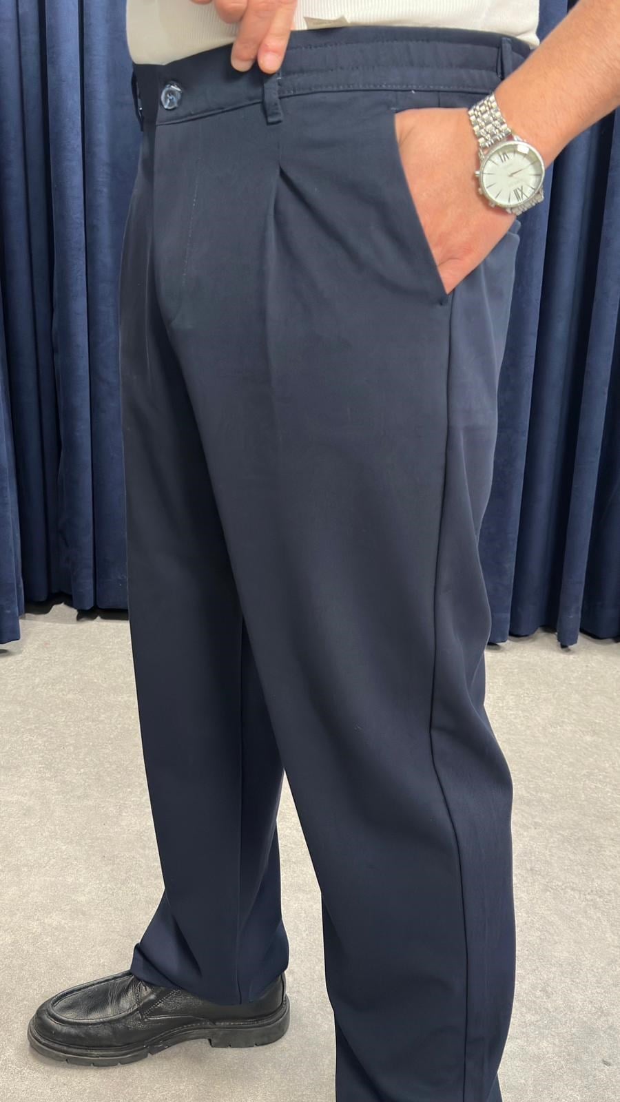 Baggy Kumaş Pantolon Lacivert