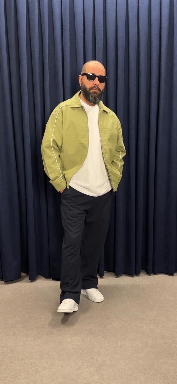 Çizgili Oversize Mevsimlik Ceket Yeşil