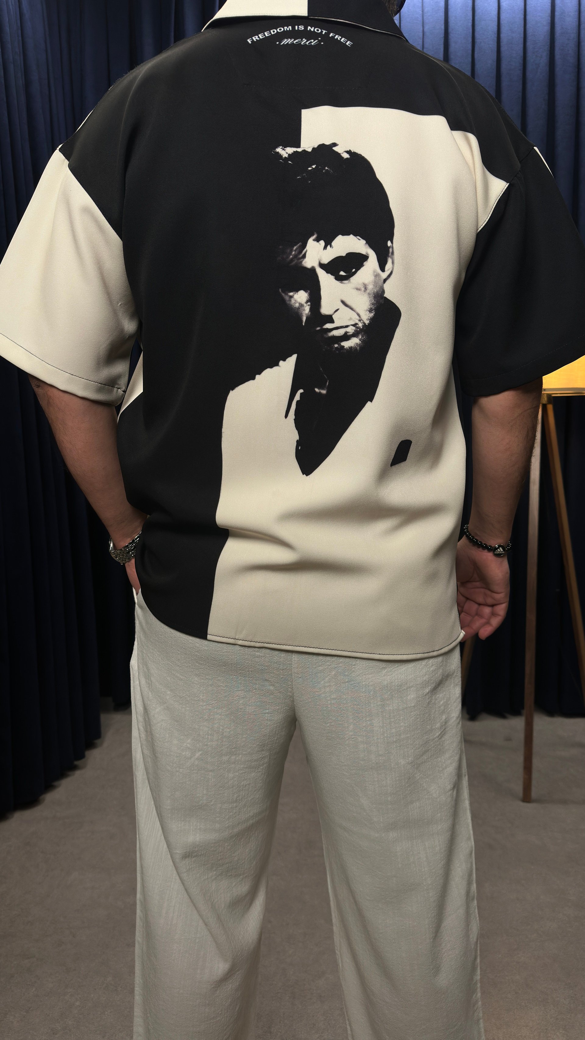 Oversize Antonio Montana Baskılı Gömlek
