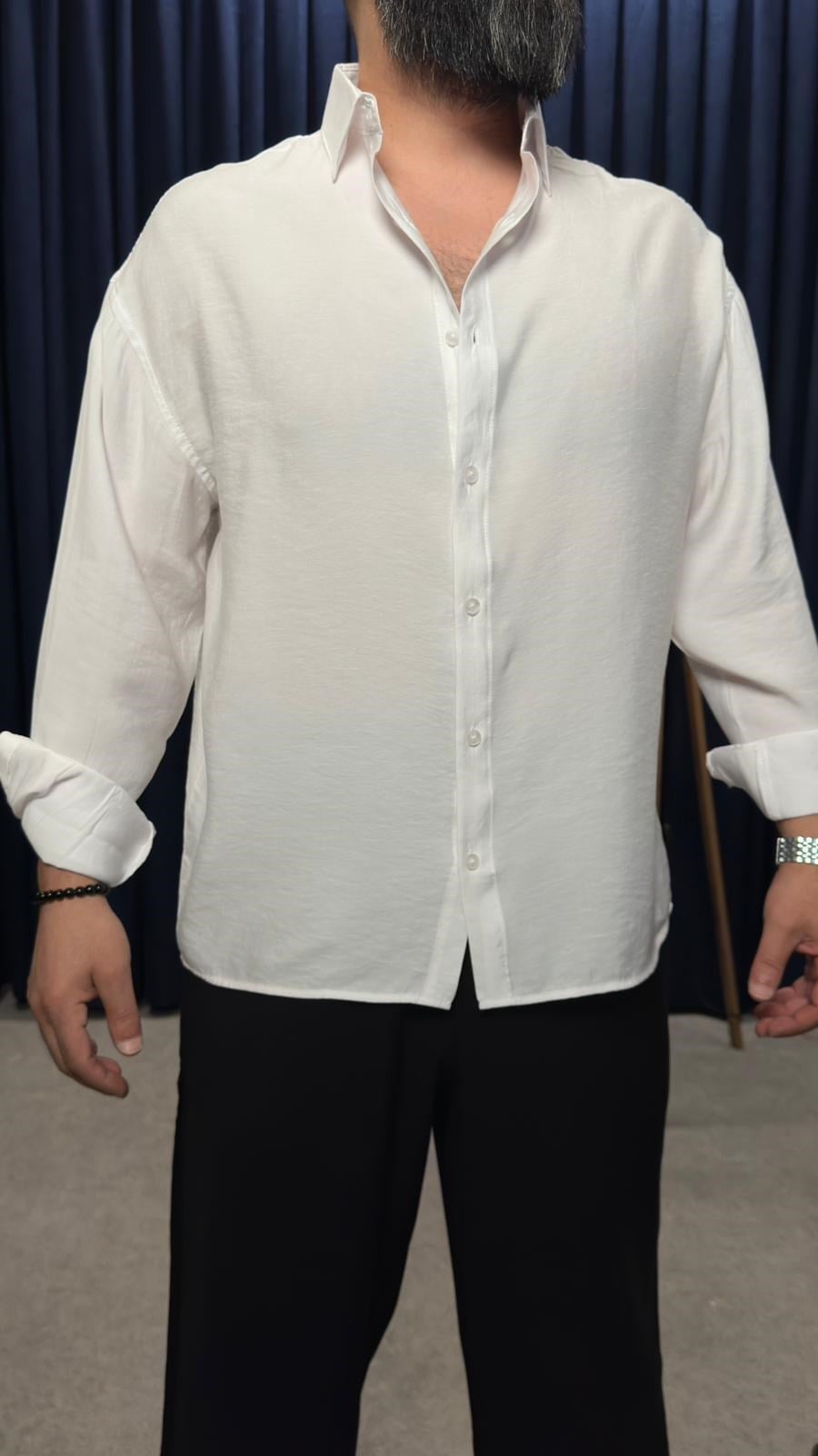 Oversize Modal Gömlek Beyaz