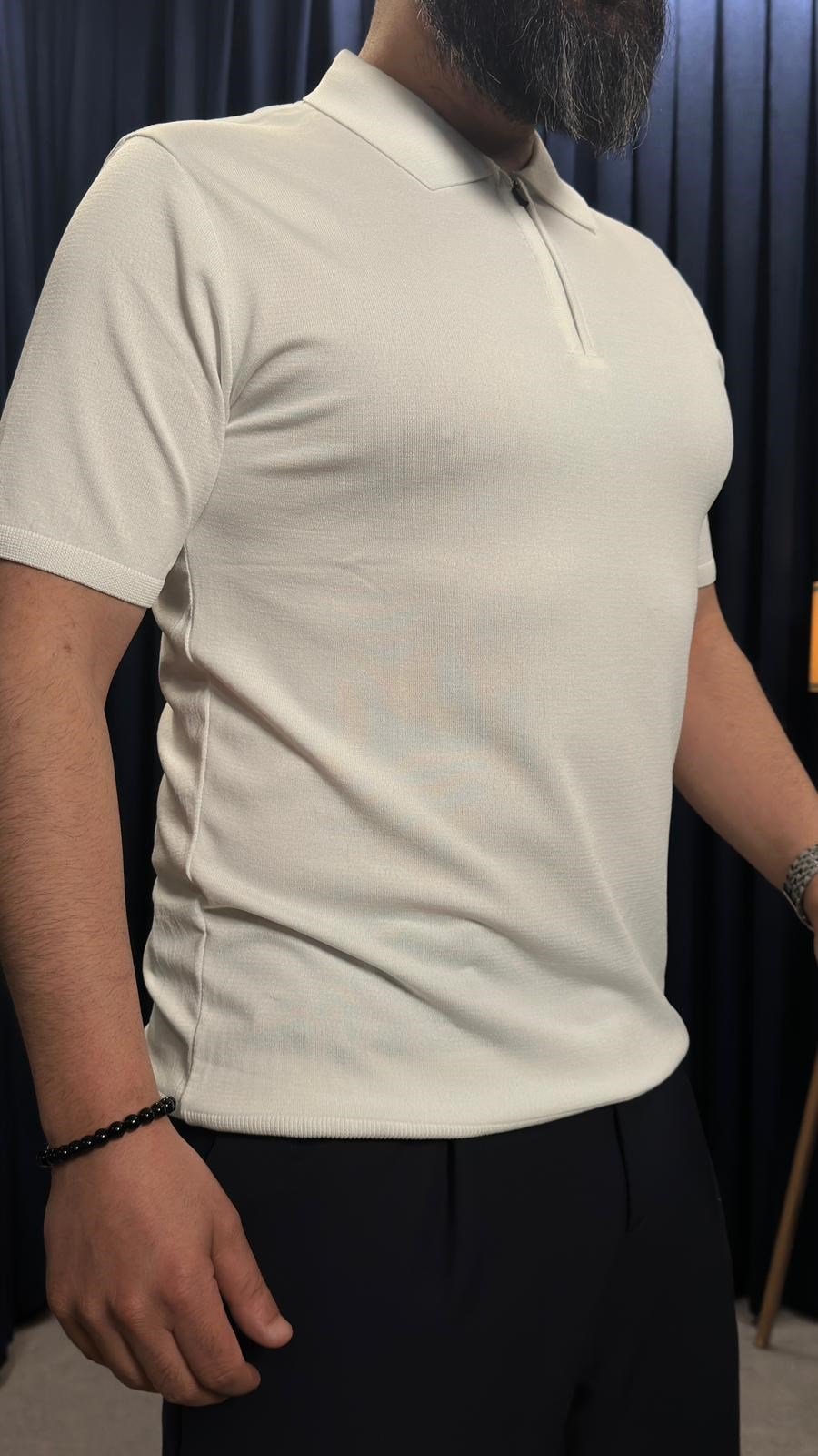 Polo Yaka Basic Triko Tshirt Beyaz