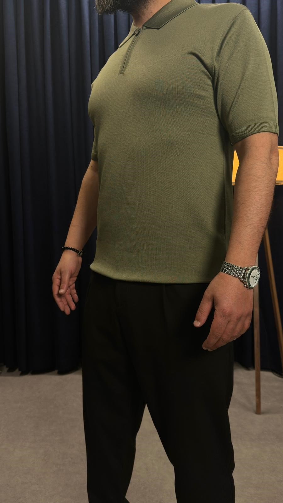 Polo Yaka Basic Triko Tshirt Haki