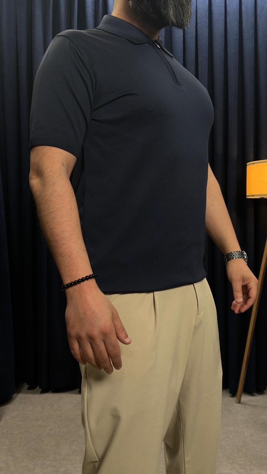 Polo Yaka Basic Triko Tshirt Lacivert