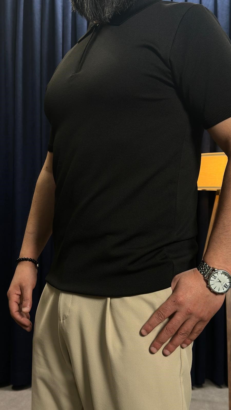 Polo Yaka Basic Triko Tshirt Siyah