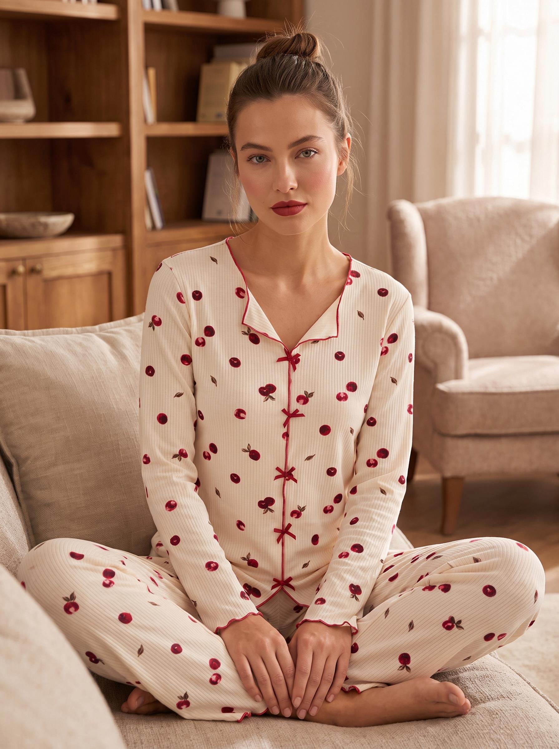 333402Kadın Uzun Kol Kaşkorse Fiyonklu Ekru Pijama Takımı C7T4N807Uzun Kol PijamacotonhauseKadın Uzun Kol Kaşkorse Fiyonklu Ekru Pijama Takımı C7T4N807