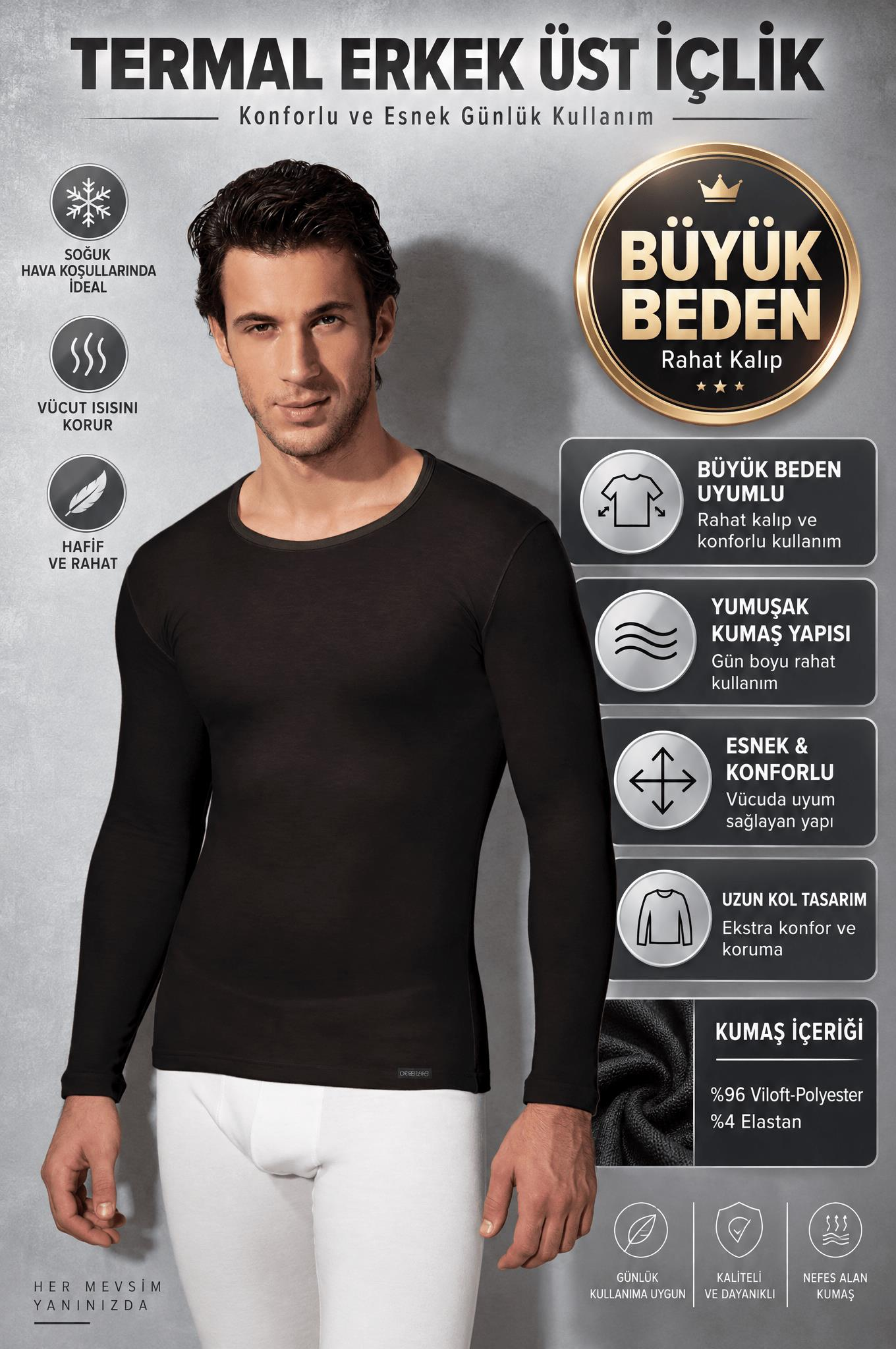 334192Erkek Büyük Beden Şardonlu Uzun Kol Siyah Thermal T-Shirt 2965Üst TermalDoreanseErkek Büyük Beden Şardonlu Uzun Kol Siyah Thermal T-Shirt 2965