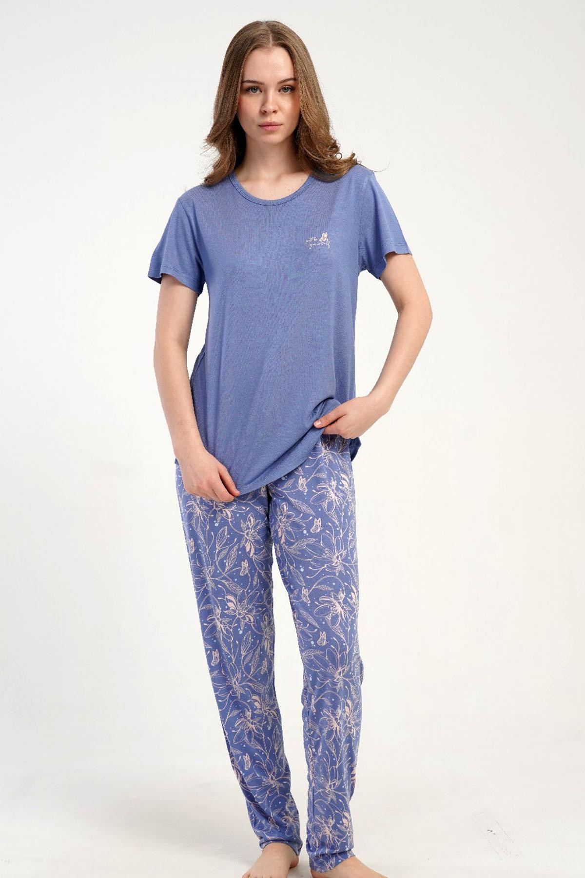 332510Kadın Kısa Kol Pijama Takımı Mor Yazlık Rahat Kesim Ev Giyim Takımı C3T7N1215Kısa Kol / Askılı PijamakezokinoKadın Kısa Kol Pijama Takımı Mor Yazlık Rahat Kesim Ev Giyim Takımı C3T7N1215