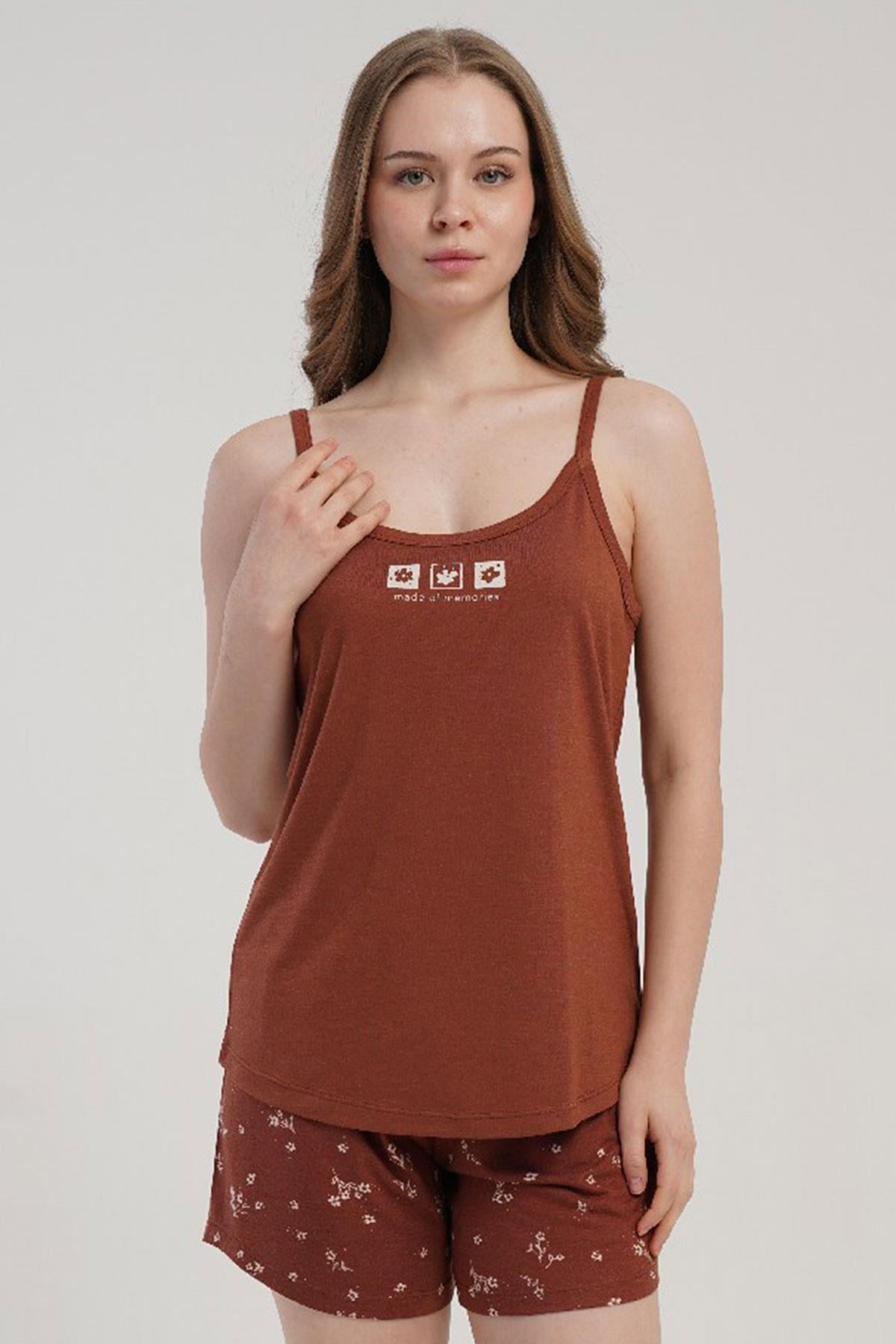 332536Kadın İnce Askılı Şortlu Kiremit Pijama Takımı Rahat Kesim Yazlık Ev Giyimi C3T4N2215Şortlu TakımkezokinoKadın İnce Askılı Şortlu Kiremit Pijama Takımı Rahat Kesim Yazlık Ev Giyimi C3T4N2215