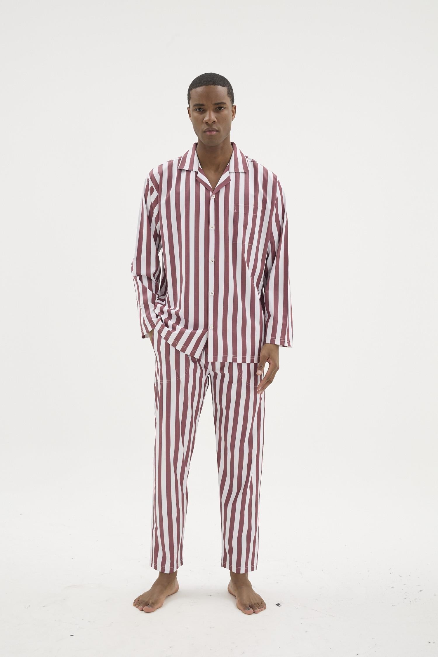 333297Erkek Bordo Önden Düğmeli Çizgili Gaffur Pijama Takımı C4T3N04Pijama TakımıKLYErkek Bordo Önden Düğmeli Çizgili Gaffur Pijama Takımı C4T3N04
