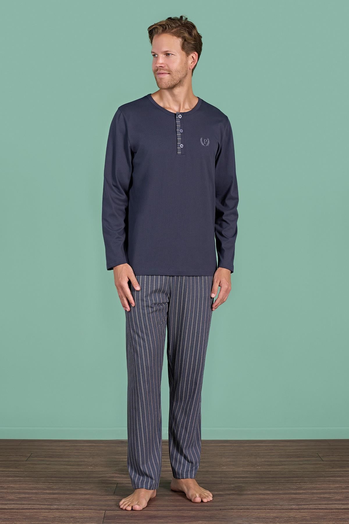328898Erkek Füme Uzun Kollu Düğmeli Yaka Şerit Detaylı Alt Pijama Takımı C4T3N91Pijama TakımıPijadoreErkek Füme Uzun Kollu Düğmeli Yaka Şerit Detaylı Alt Pijama Takımı C4T3N91