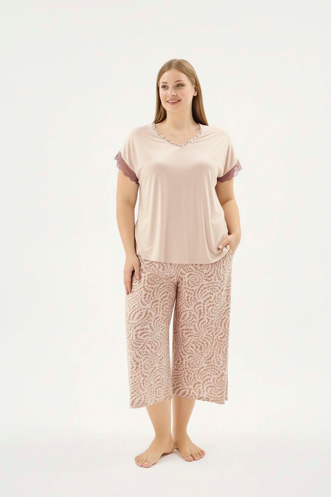 332896Kadın Büyük Beden Dantel Detaylı Açık Somon Pijama Takımı C2T0N871Büyük BedenSevimKadın Büyük Beden Dantel Detaylı Açık Somon Pijama Takımı C2T0N871