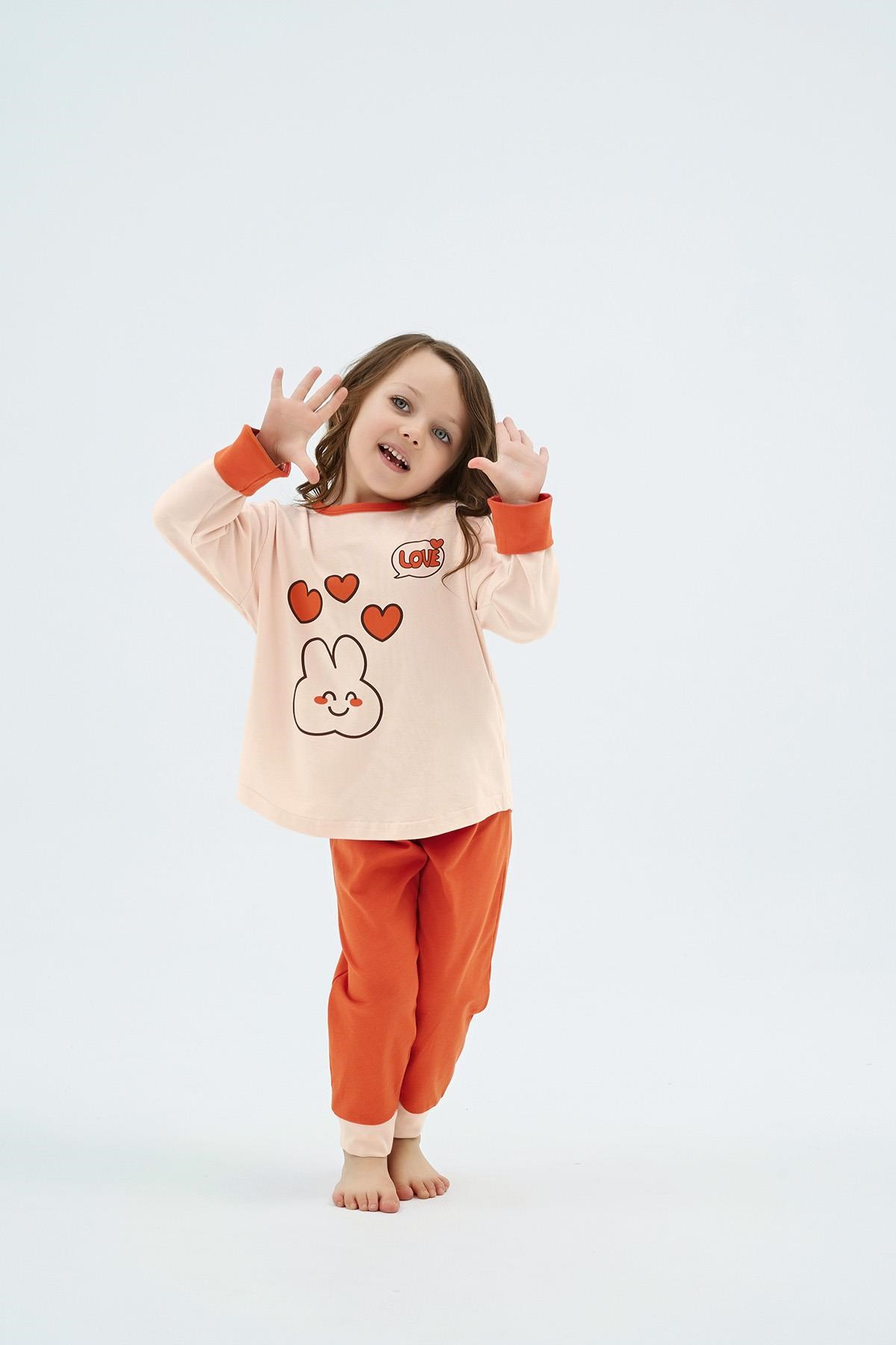 328671Kız Çocuk Tavşan Desenli Uzun Kollu Açık Somon Pijama Takımı C0T3N98PijamaSevimKız Çocuk Tavşan Desenli Uzun Kollu Açık Somon Pijama Takımı C0T3N98