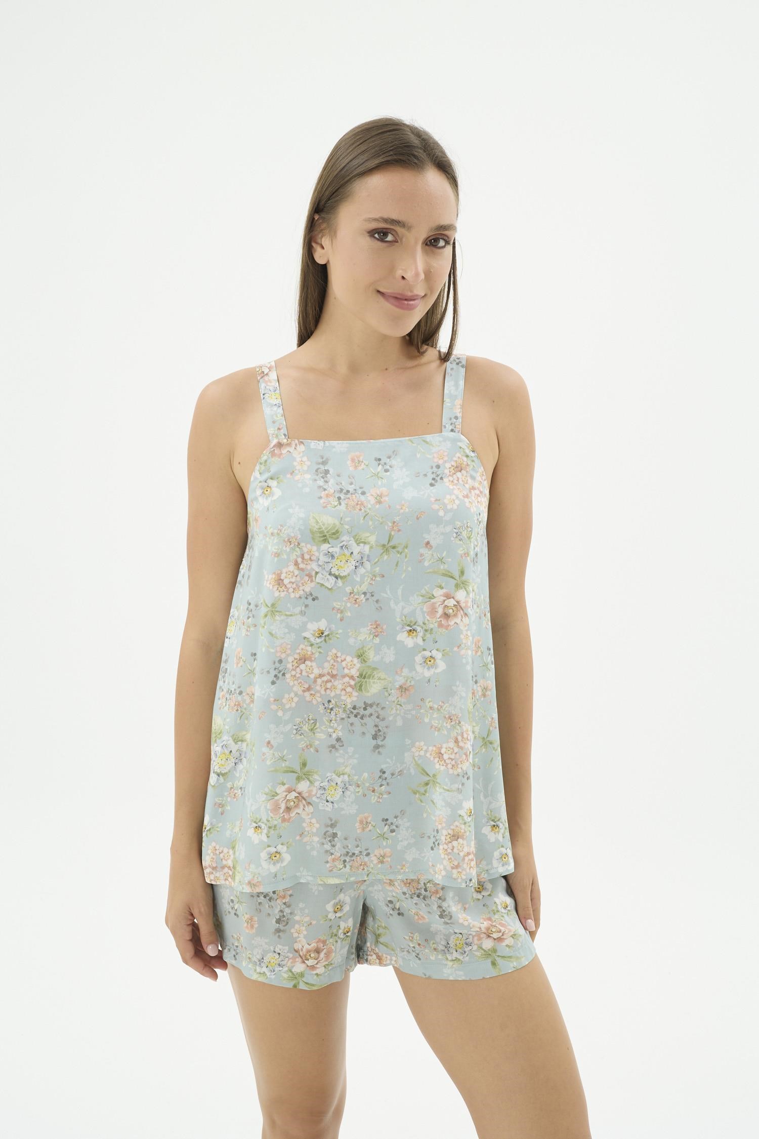 332669Kadın İnce Askılı Şortlu Çiçek Desenli Mavi Pijama Takımı C5T2N571Şortlu TakımSevimKadın İnce Askılı Şortlu Çiçek Desenli Mavi Pijama Takımı C5T2N571