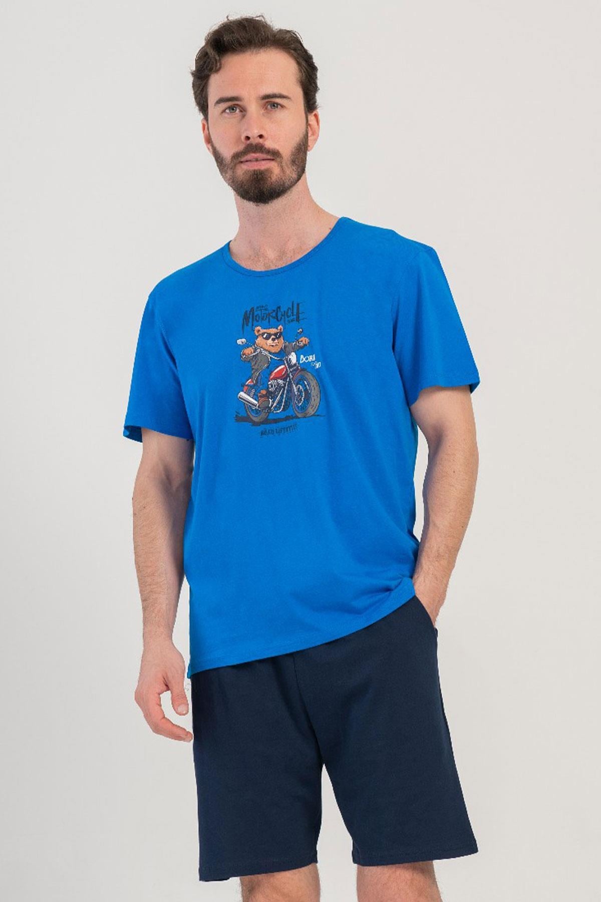 330893Erkek Kısa Kol Mavi %100 Pamuk Şortlu Pijama Takımı C9T3N4804Pijama TakımıVienettaErkek Kısa Kol Mavi %100 Pamuk Şortlu Pijama Takımı C9T3N4804