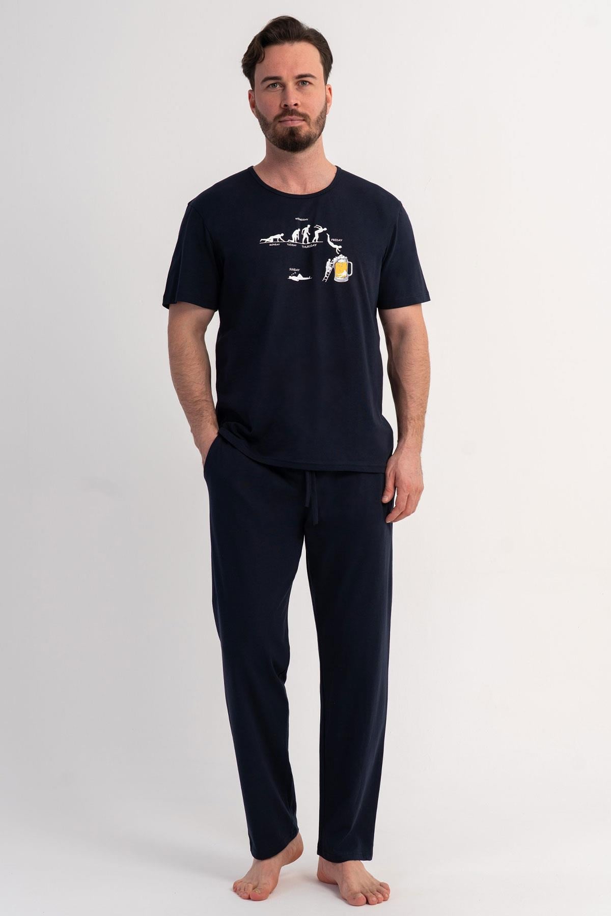 333080Erkek Kısa Kollu Lacivert Pijama Takımı C1T2N1106Pijama TakımıVienettaErkek Kısa Kollu Lacivert Pijama Takımı C1T2N1106