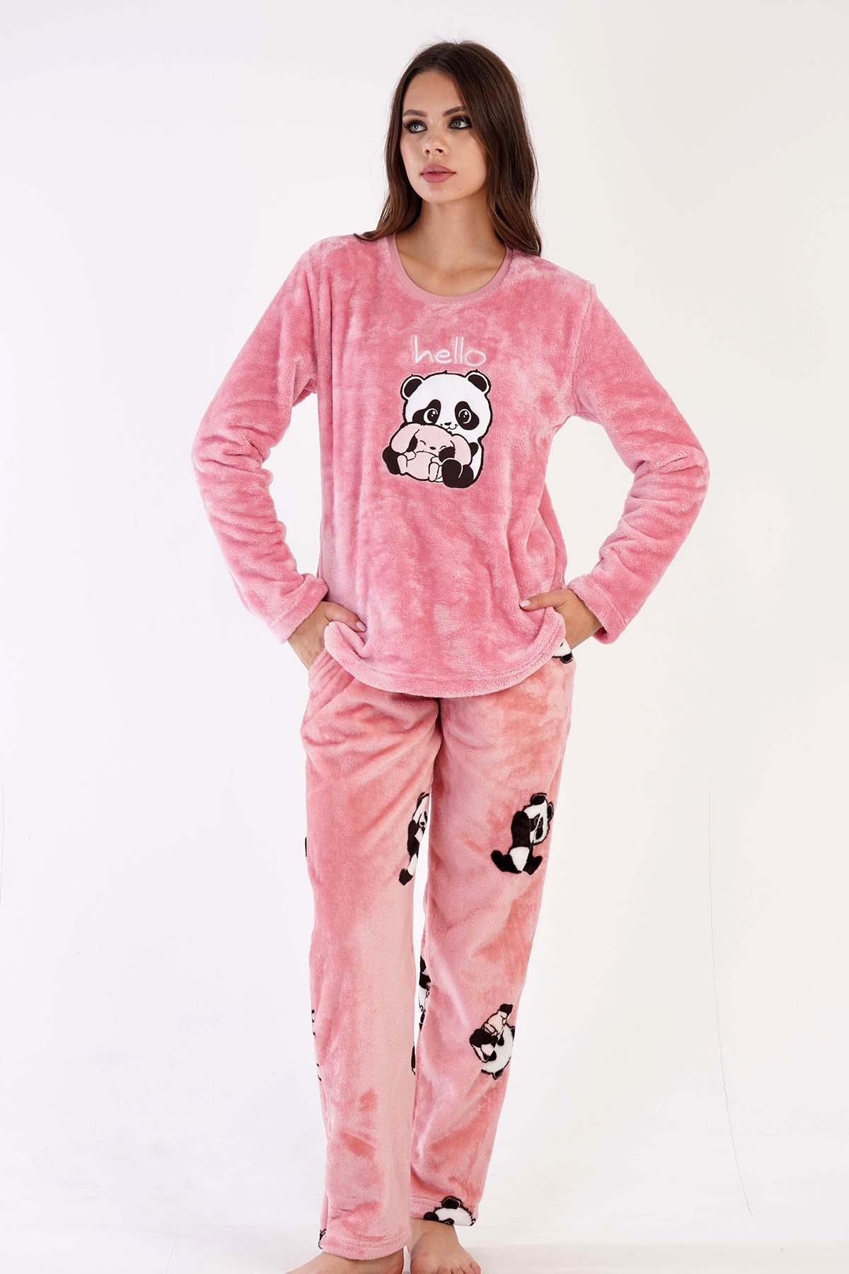 329090Kadın Pembe Renk Welsoft Uzun Kollu Bisiklet Yaka Düz Paça Pijama Takımı C3T3N0403PijamaVienettaKadın Pembe Renk Welsoft Uzun Kollu Bisiklet Yaka Düz Paça Pijama Takımı C3T3N0403
