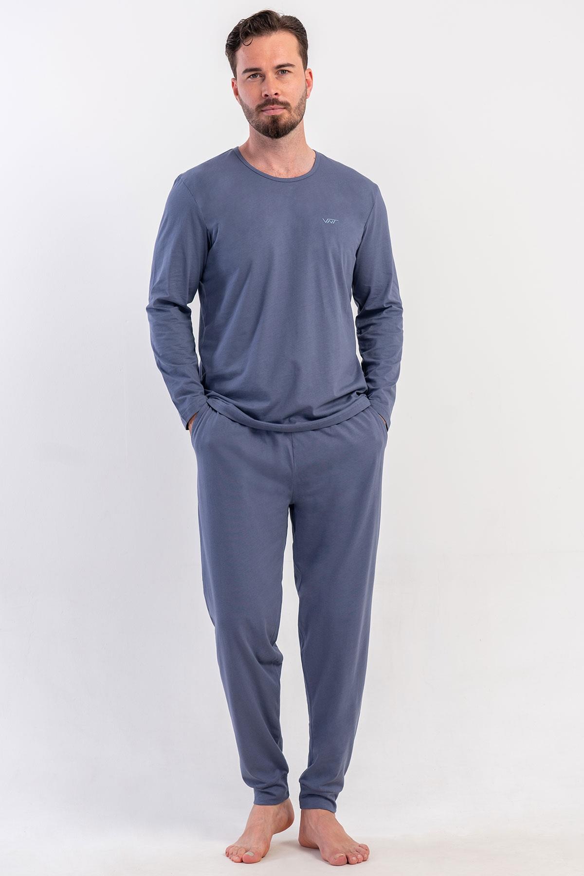 329529Erkek Füme Uzun Kollu Bisiklet Yaka Penye Pijama Takımı C8T5N0405Uzun Kol PijamaVienettaErkek Füme Uzun Kollu Bisiklet Yaka Penye Pijama Takımı C8T5N0405