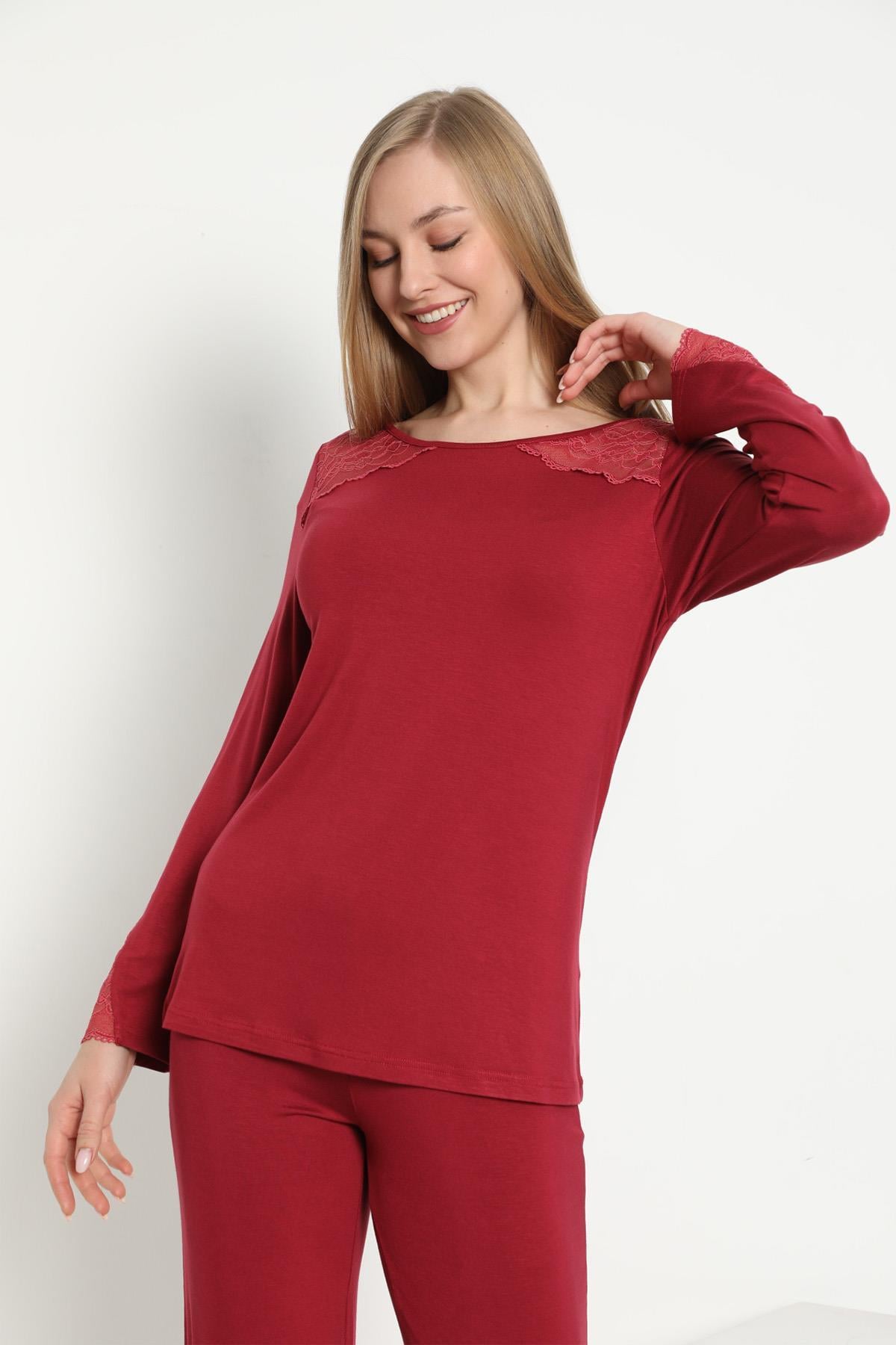 326467Kadın Uzun Kol Bisiklet Yaka Dantelli Viskon Bordo Pijama Takımı C8T3N5O-048cotonhause.com.tr Online Alışveriş - Sezon İndirimlerini Keşfet Kadın Uzun Kol Bisiklet Yaka Dantelli Viskon Bordo Pijama Takımı C8T3N5O-048Uzun Kol PijamaConfeoKadın Uzun Kol Bisiklet Yaka Dantelli Viskon Bordo Pijama Takımı C8T3N5O-048