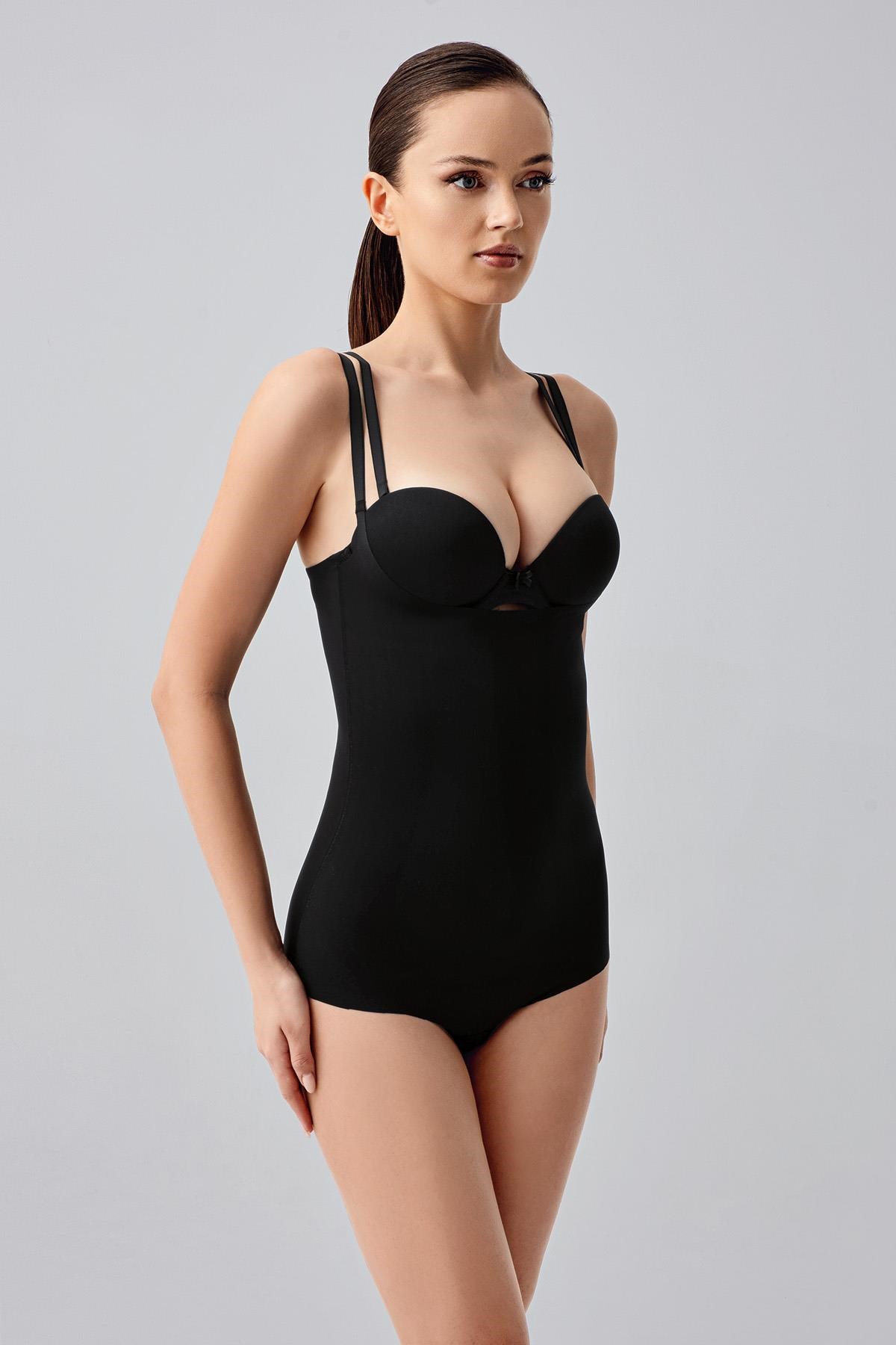 332621Kadın Lazer Kesim Askılı Göğsü Açık Siyah Slip Korse C0T4N2963Body KorsecotonhauseKadın Lazer Kesim Askılı Göğsü Açık Siyah Slip Korse C0T4N2963